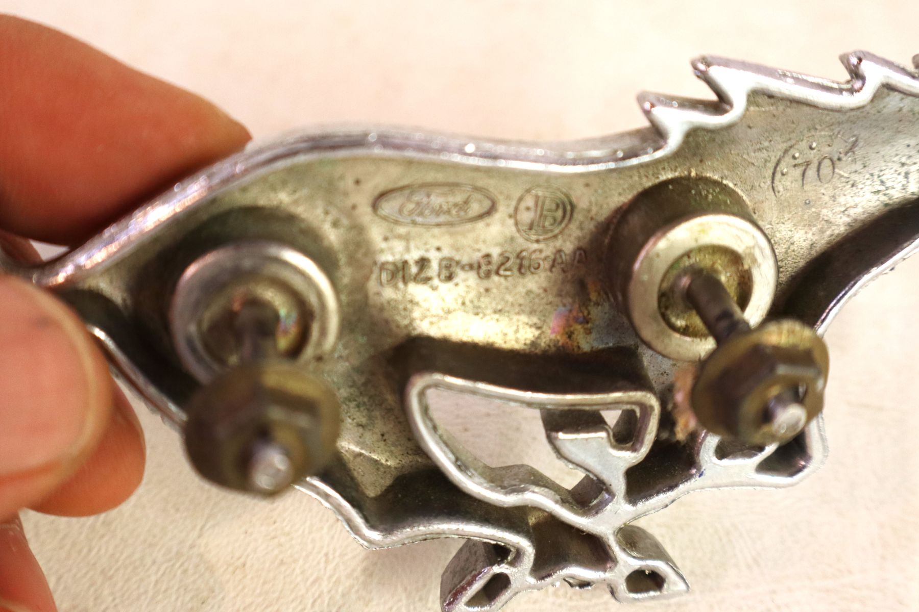 Original chrome Ford Mustang emblem. 2.5 x 6.5