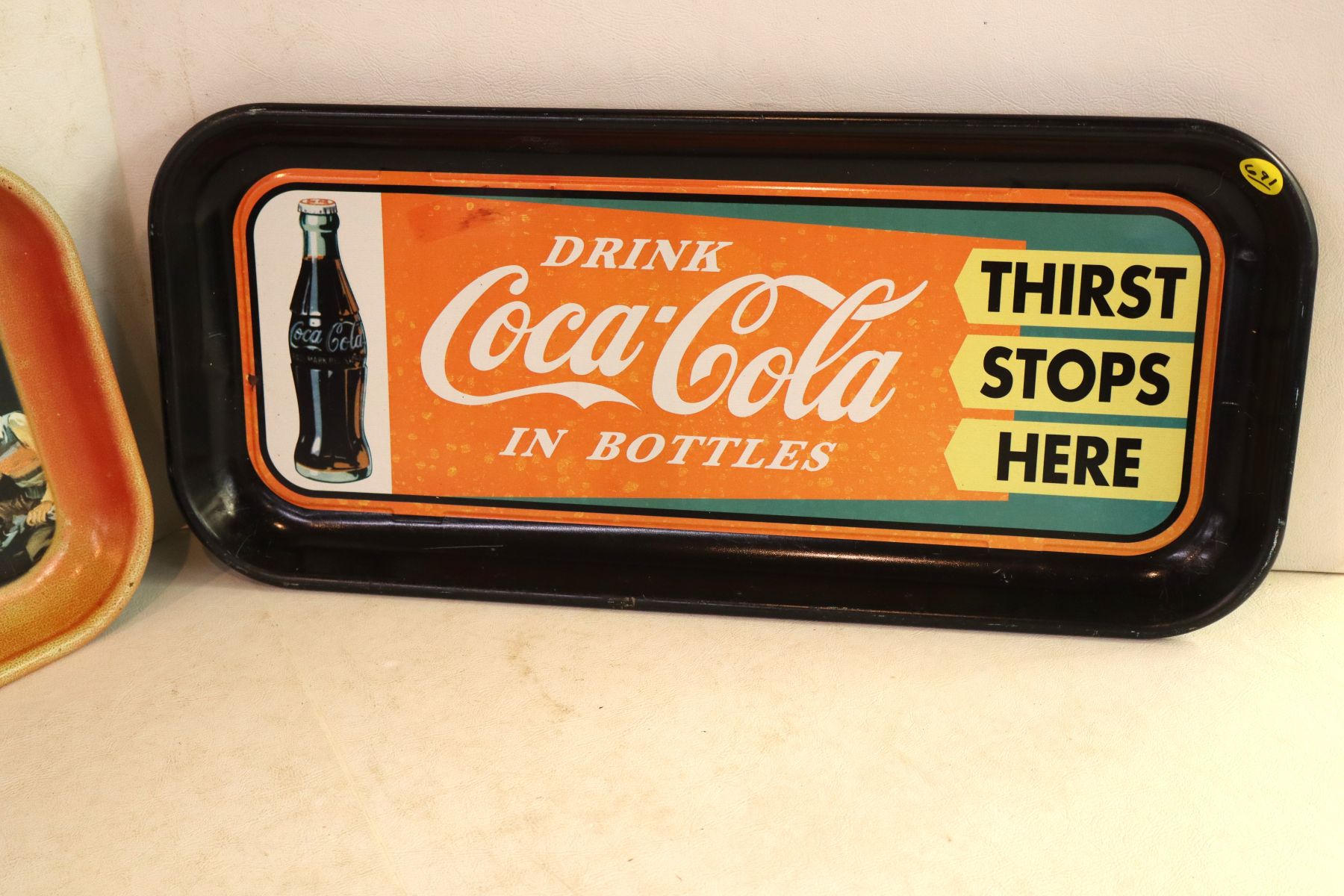 2 vintage Coca-Cola metal advertisement trays
