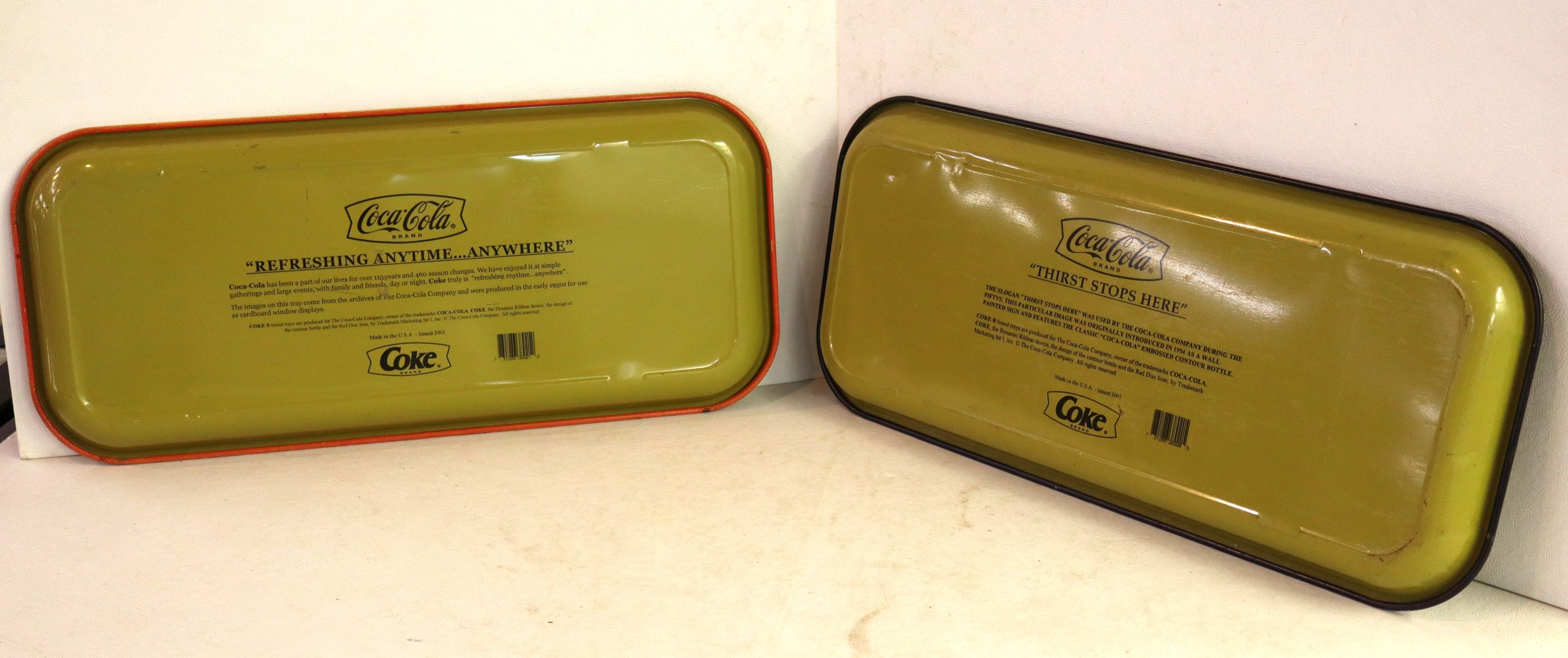 2 vintage Coca-Cola metal advertisement trays