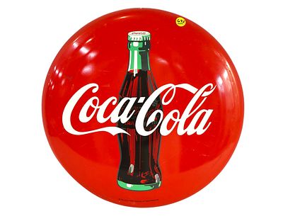 Vintage Coca-Cola metal advertisement tray. 16" diameter