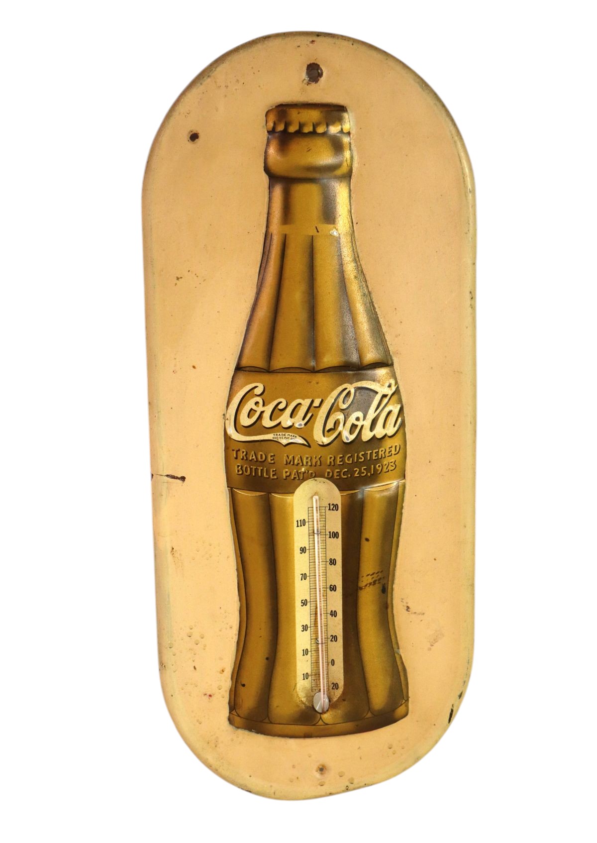 Antique Coca-Cola metal advertisement thermometer