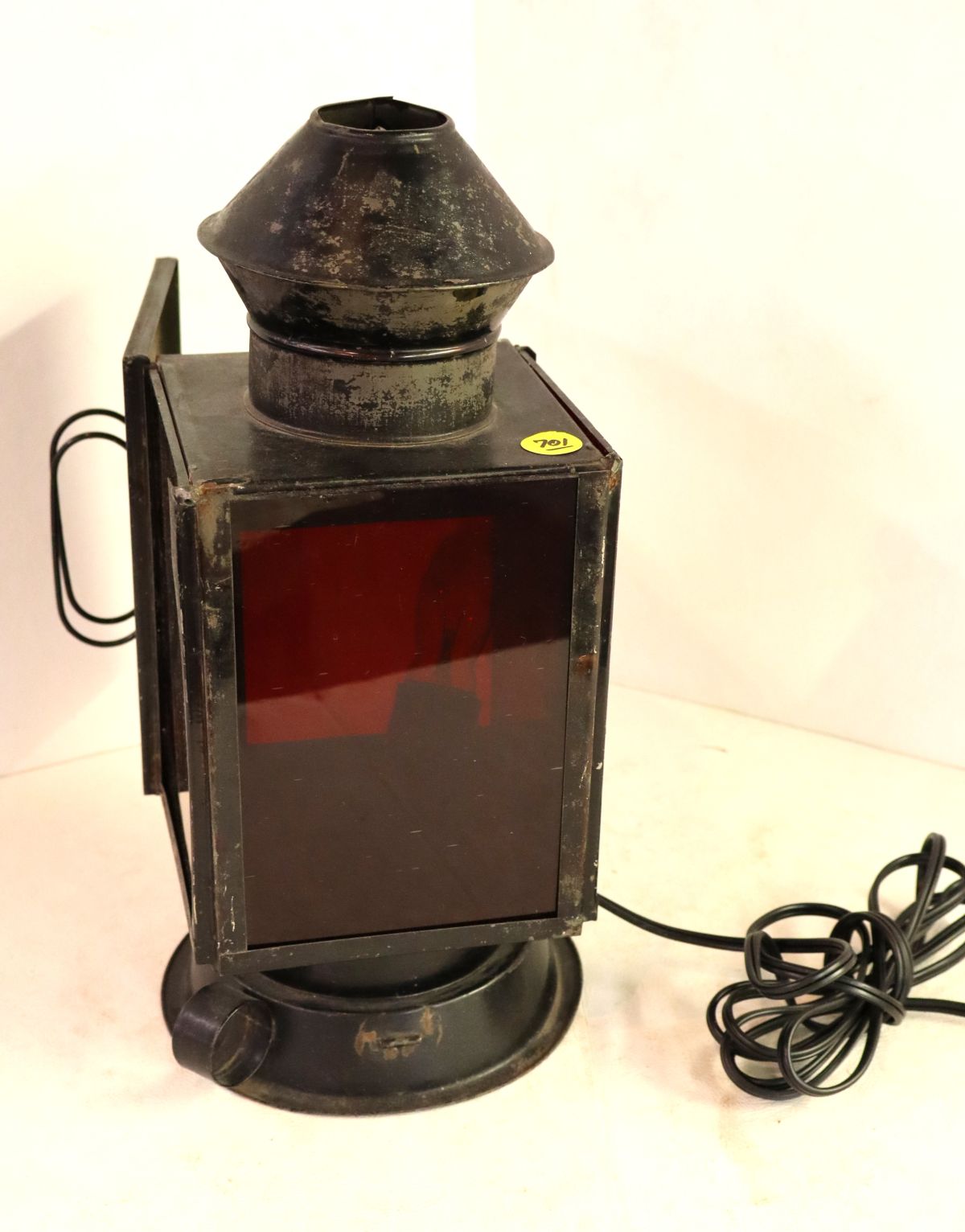 Antique Tin Colonial Finger Lamp has been electrified