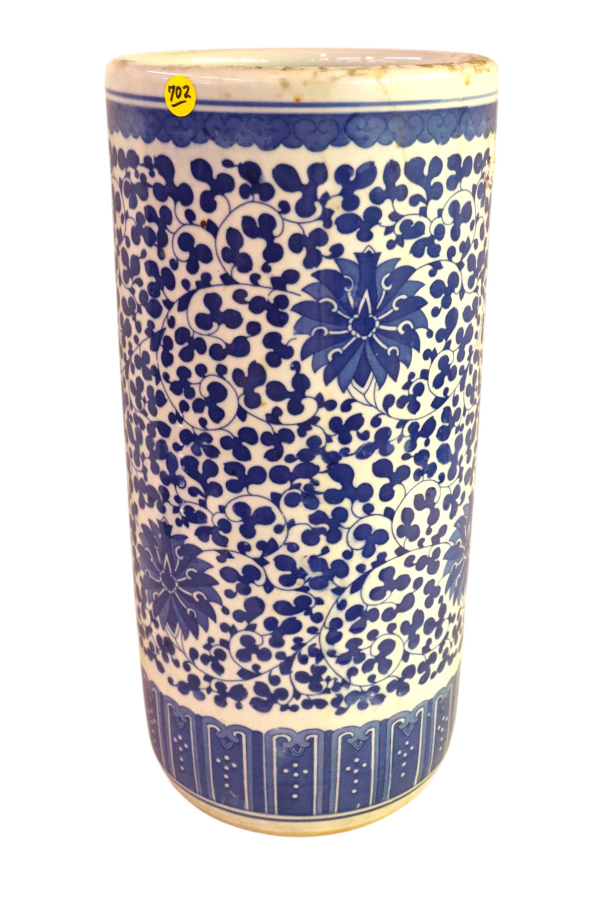 Asian blue and white porcelain umbrella stand