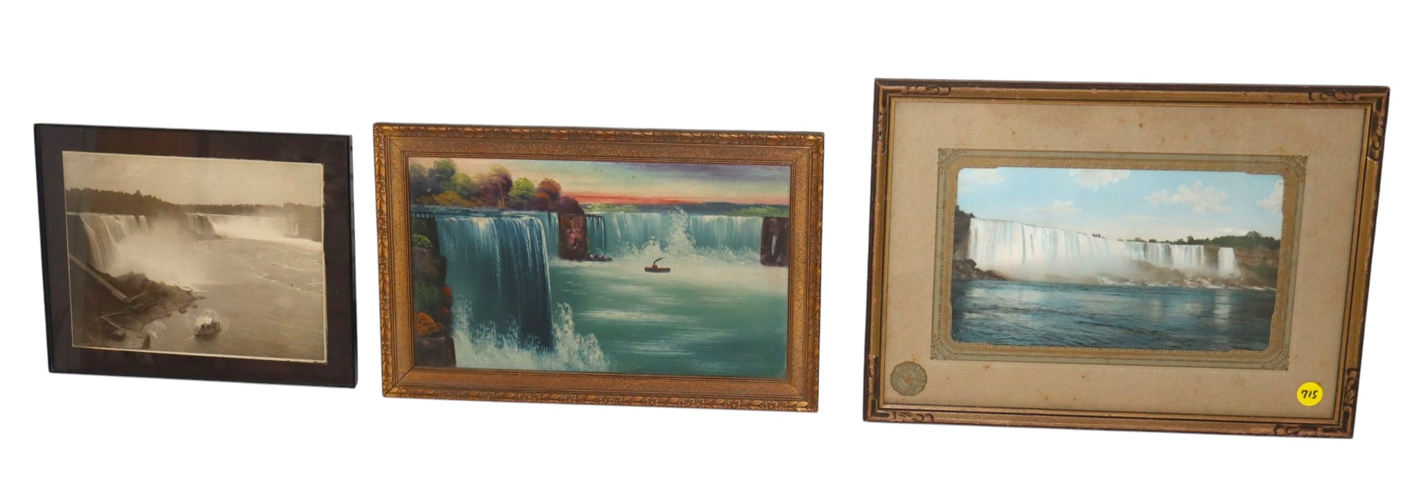 3 antique prints of Niagara Falls in various sizes