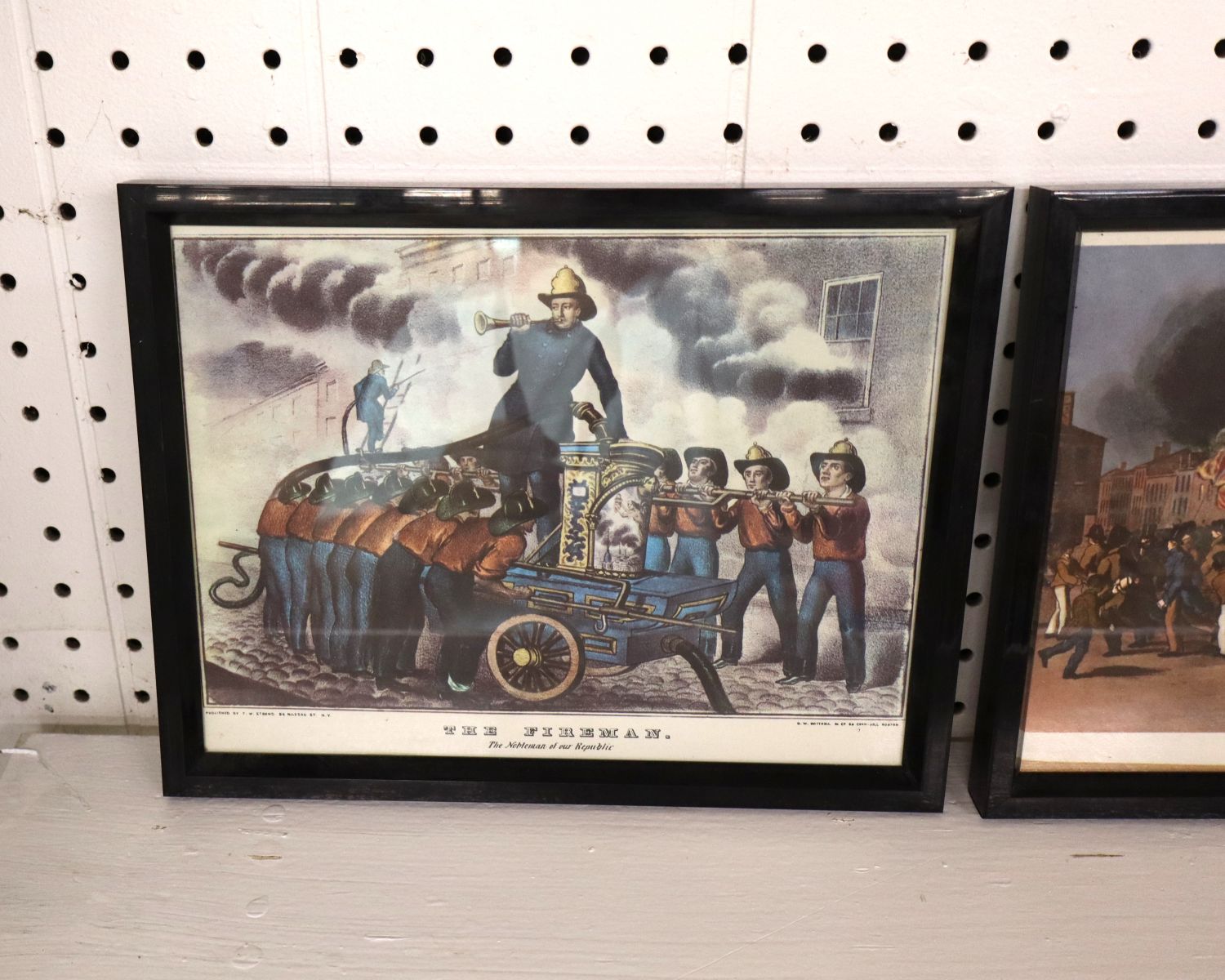 8 firemen prints: 5 framed & 3 unframed