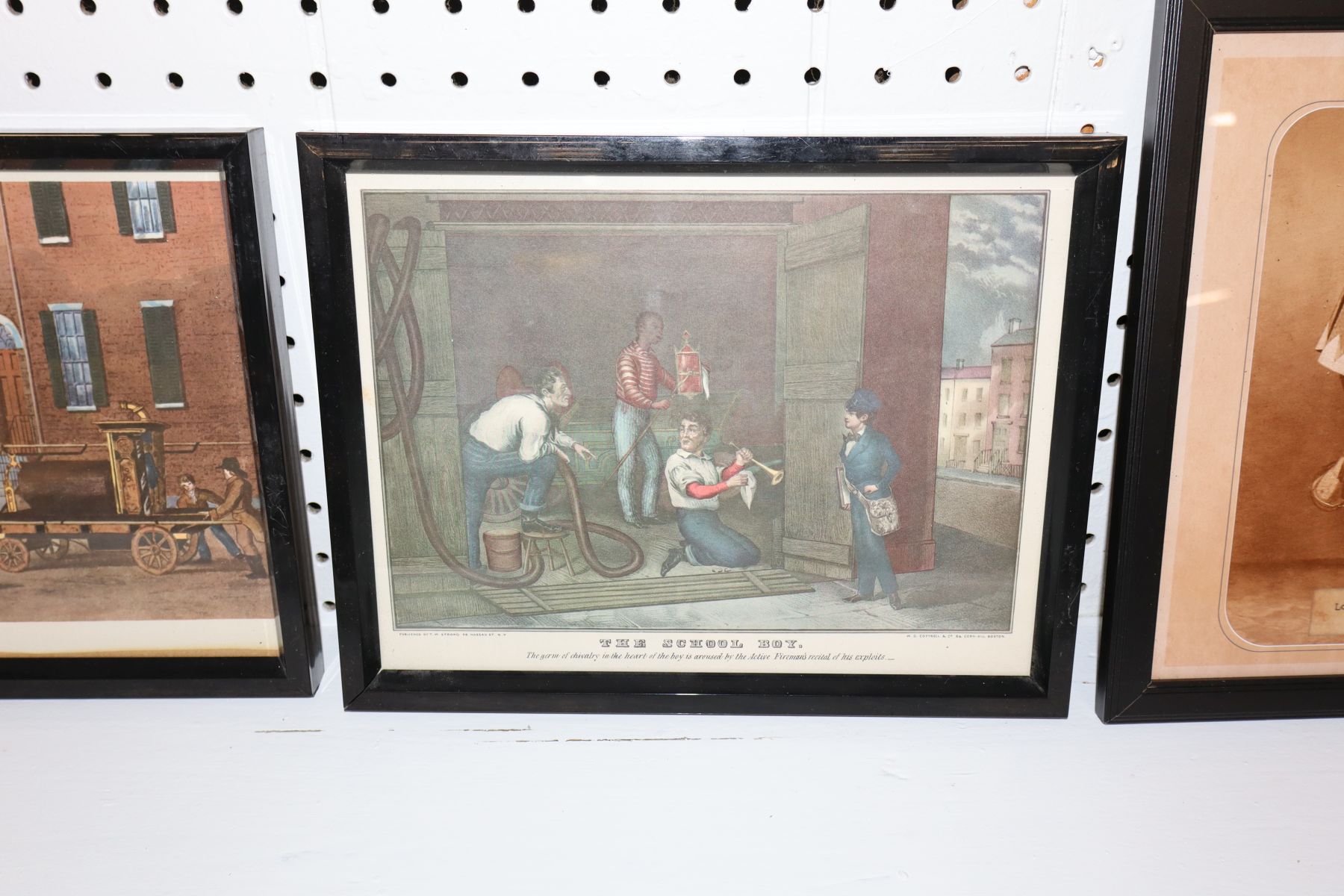 8 firemen prints: 5 framed & 3 unframed