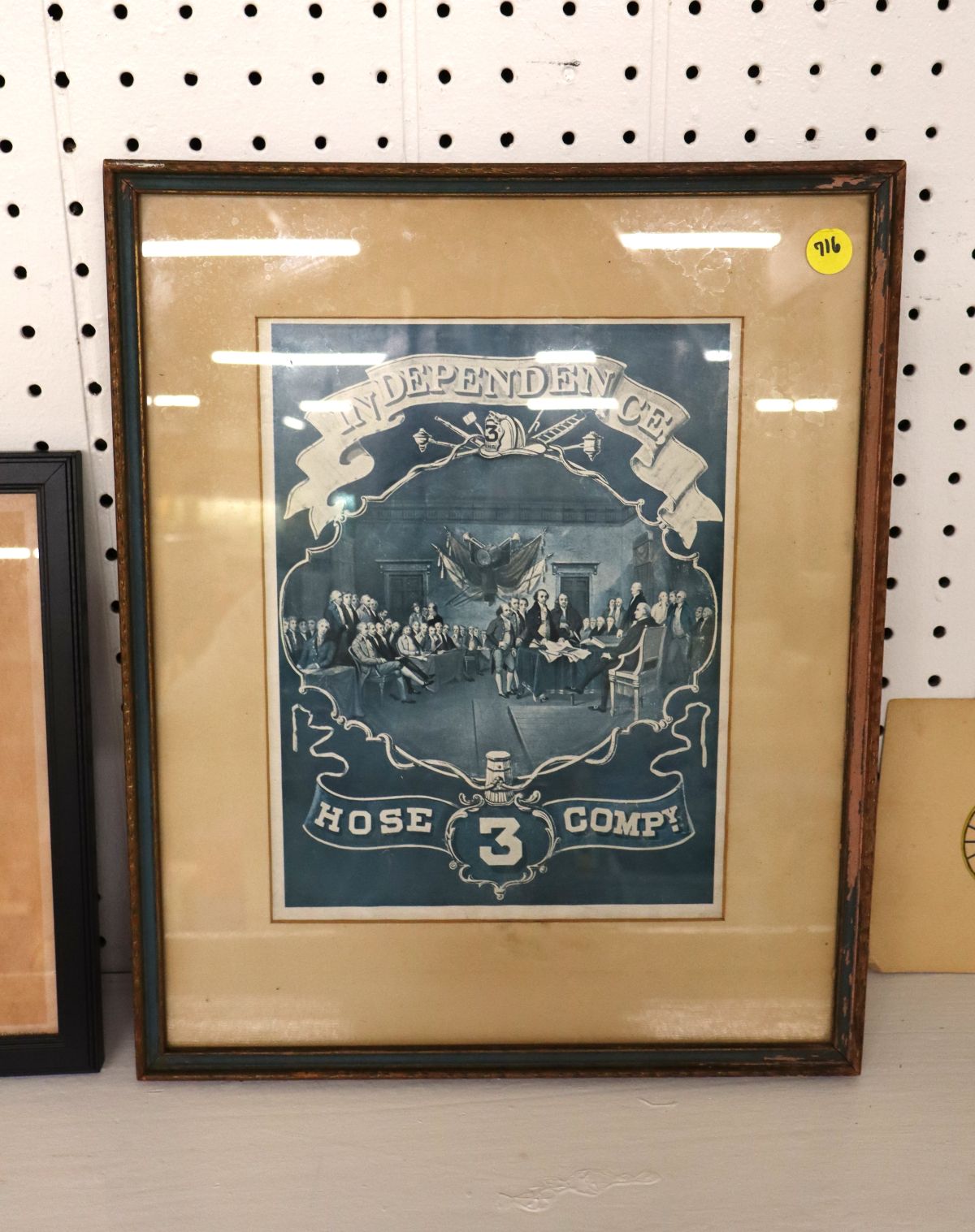 8 firemen prints: 5 framed & 3 unframed