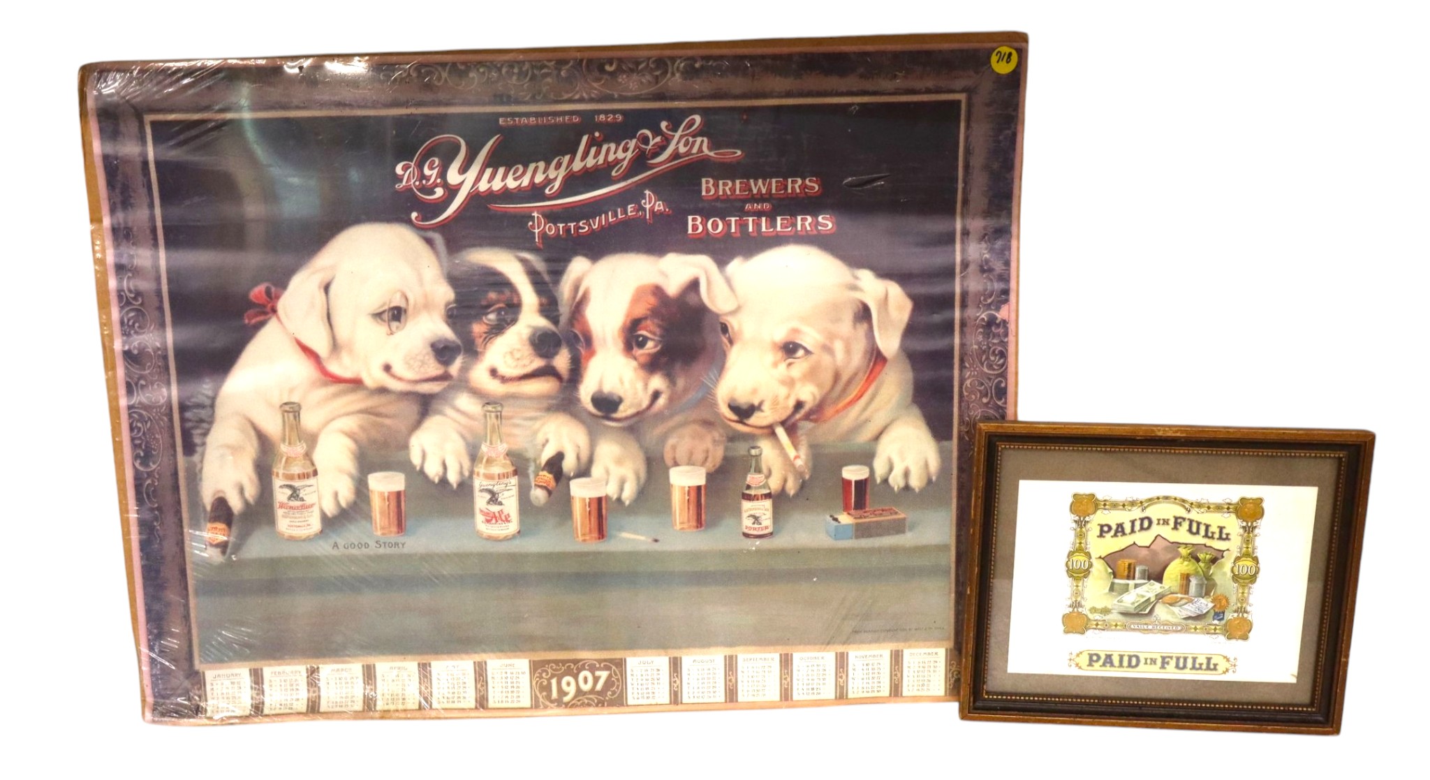 VTG Yuengling and Son & Paid in Full $100 plaque