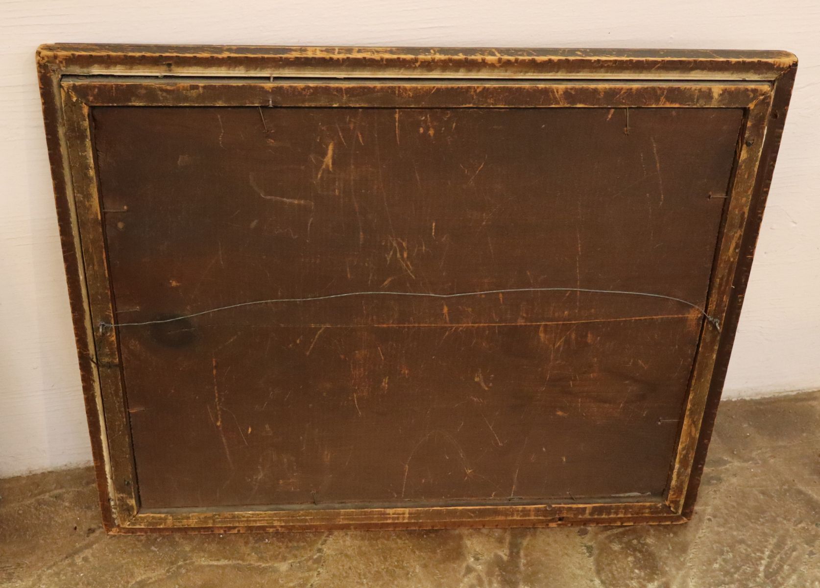 Antique reversed painted on glass framed artwork