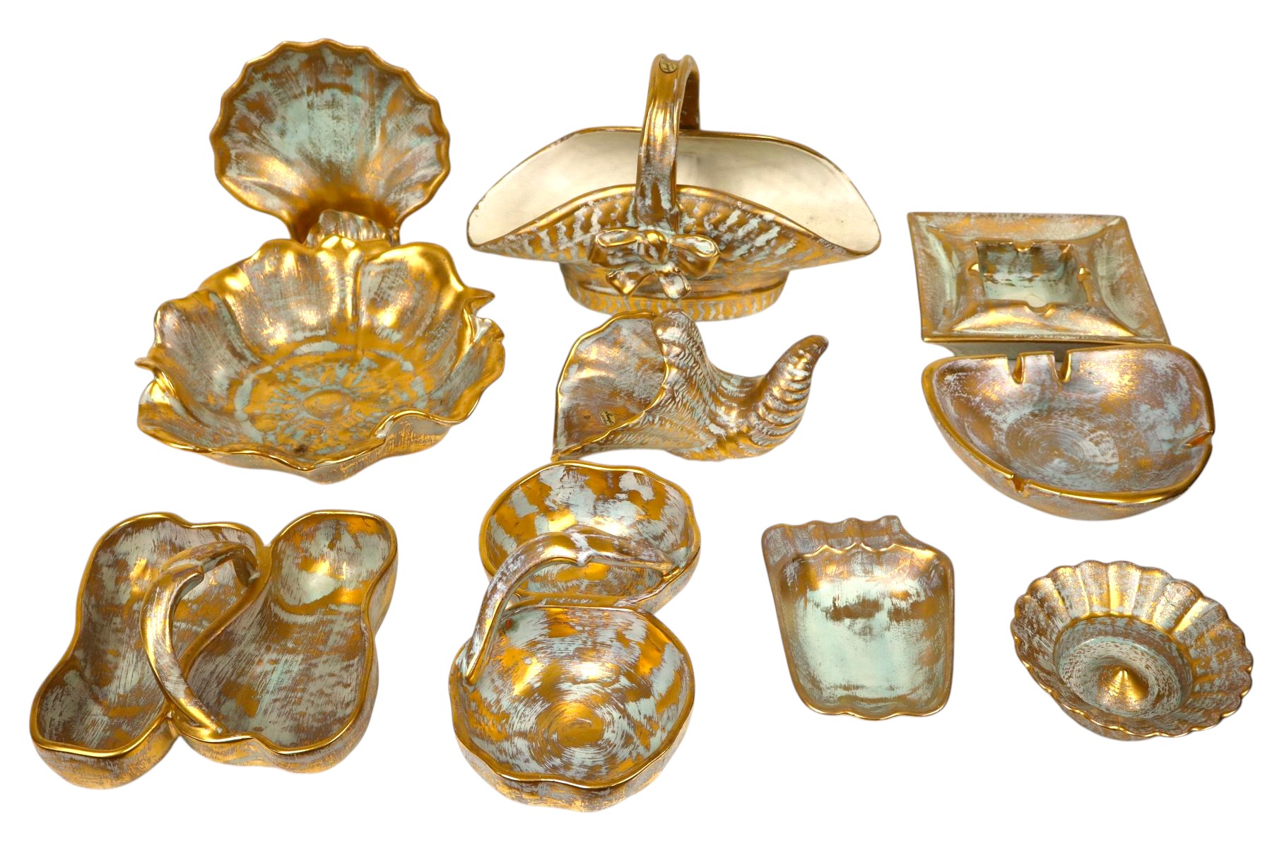 10 pieces of vintage Stangl Antique Gold pattern pottery