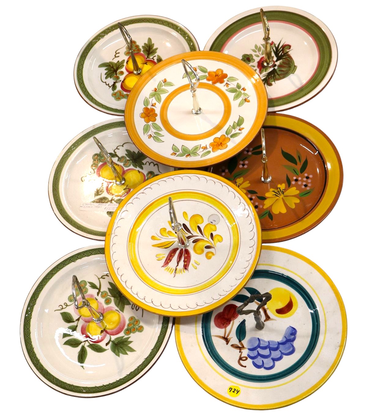 8 pieces of vintage Stangl handle decorator plates