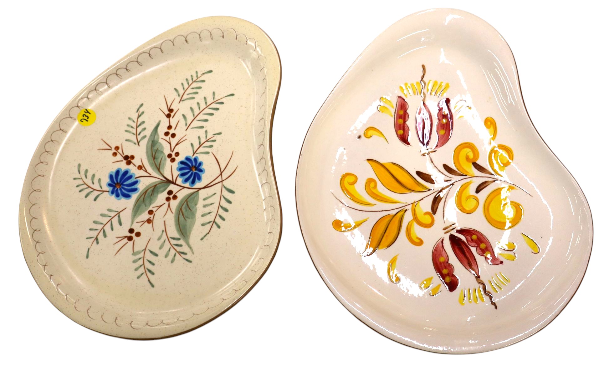 2 vintage Stangle kidney shape platters