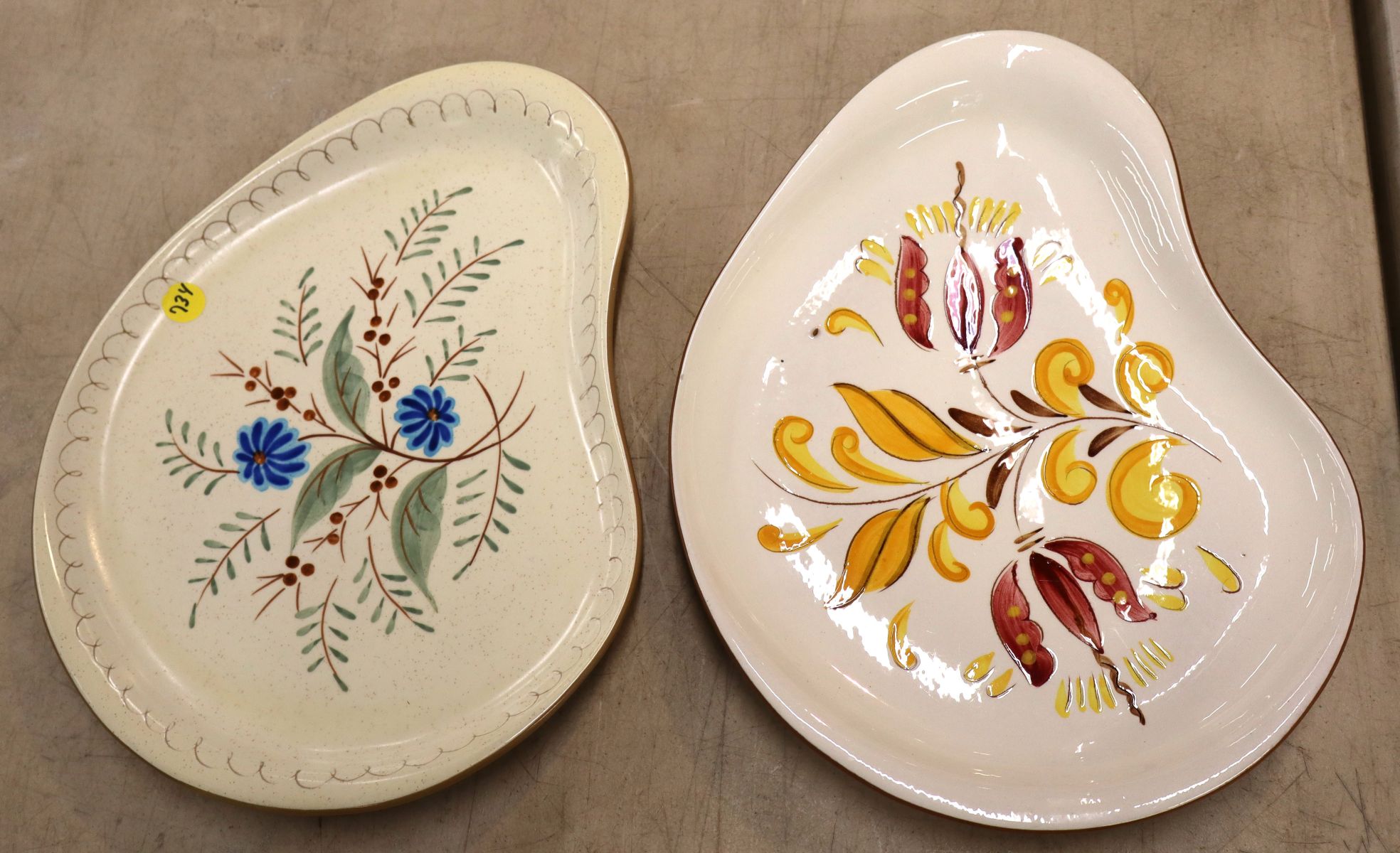 2 vintage Stangle kidney shape platters