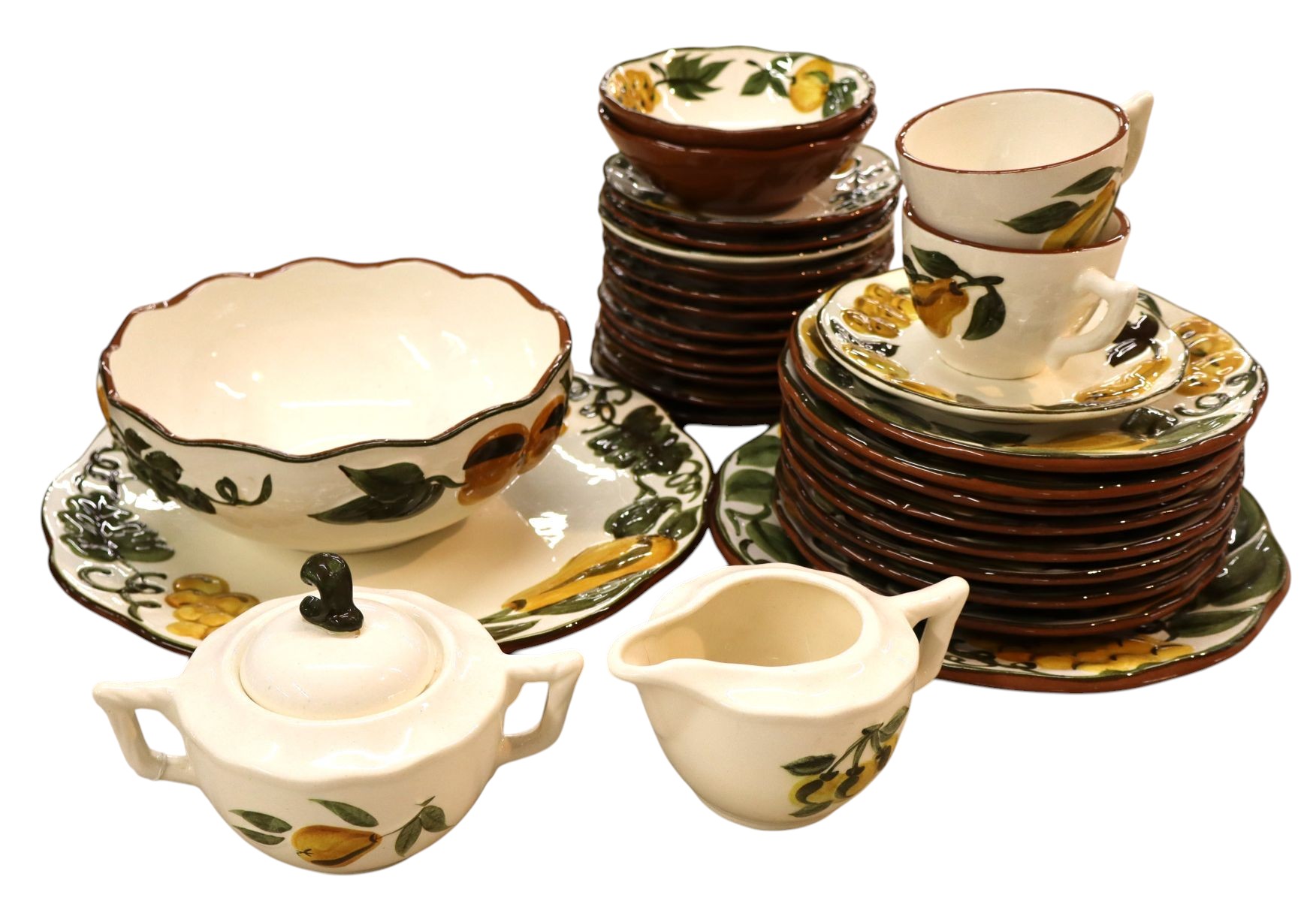 30pcs VTG Stangl Sculptured Fruit pattern dinnerware