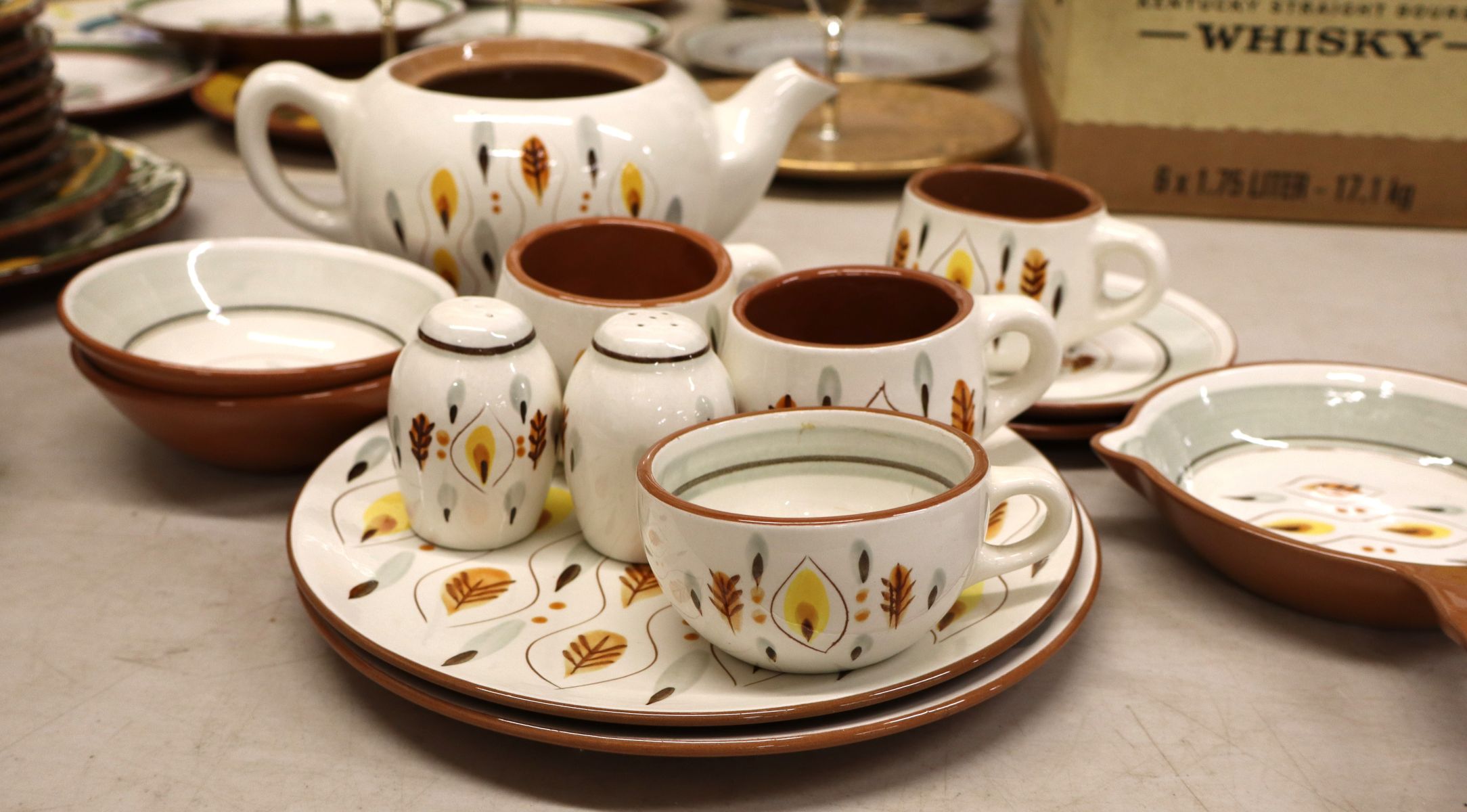 14pcs VTG Stangl Amber Glow pattern dinnerware