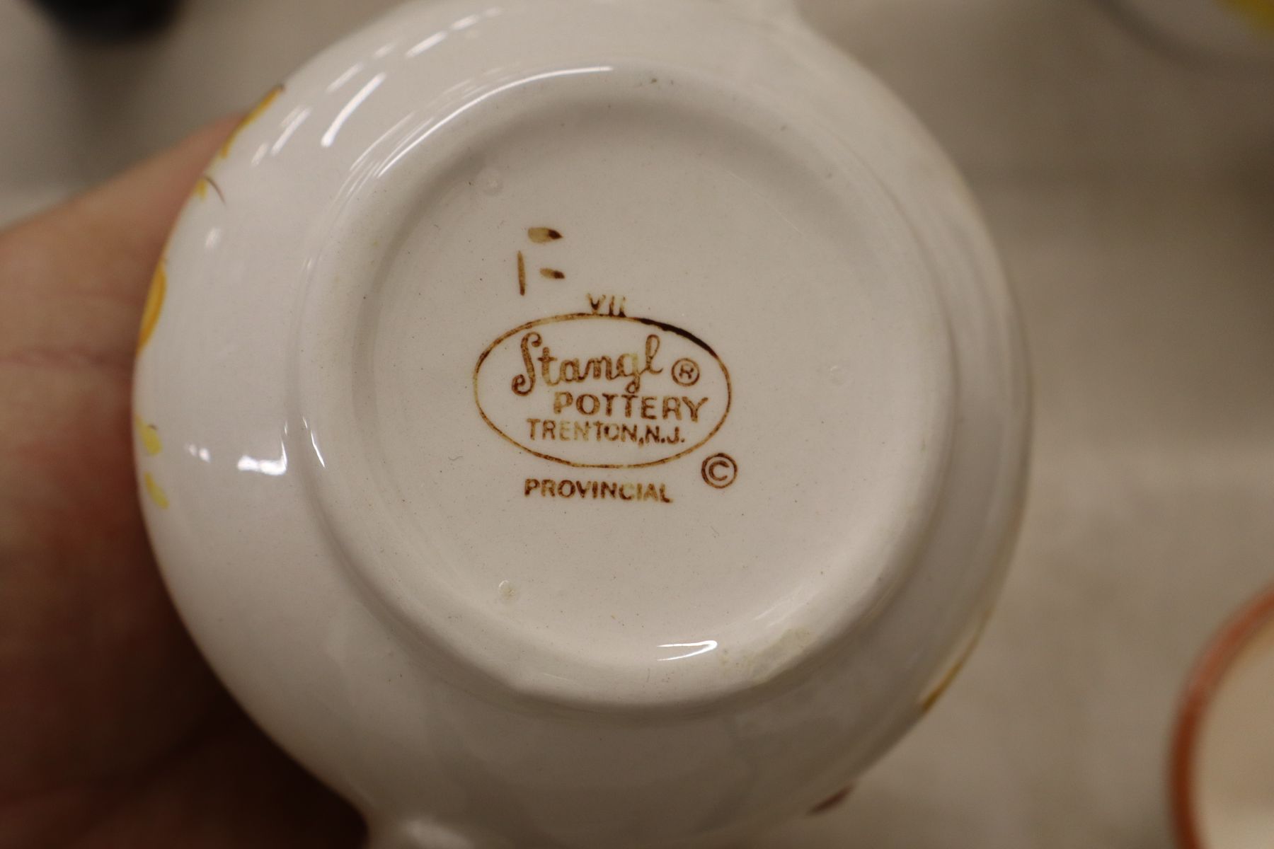 4 VTG Stangl Provincial pattern teapot creamer sugar and coffee cup
