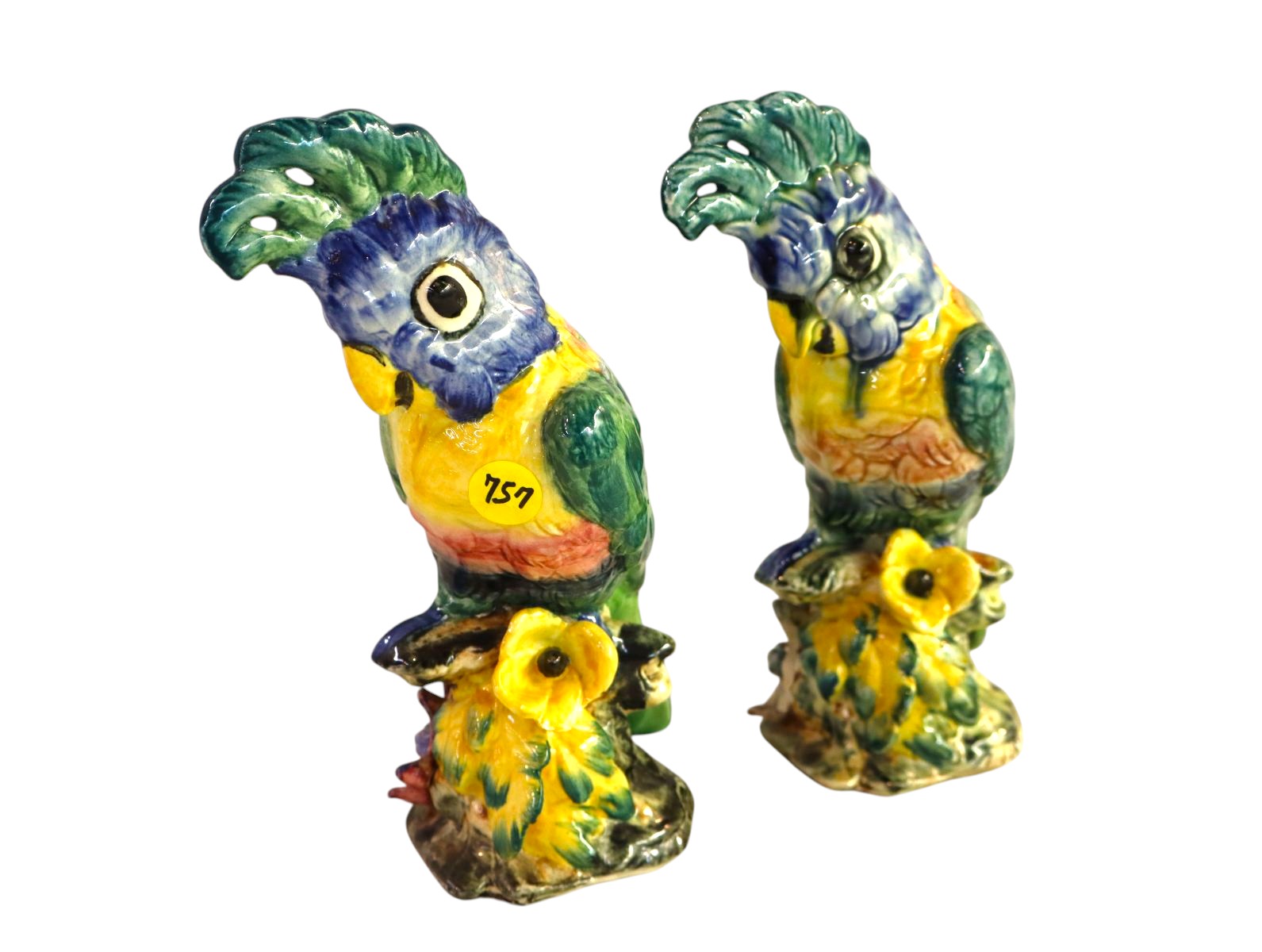 Pair of vintage Stangl porcelain 9" cockatoo, one has damage see photos