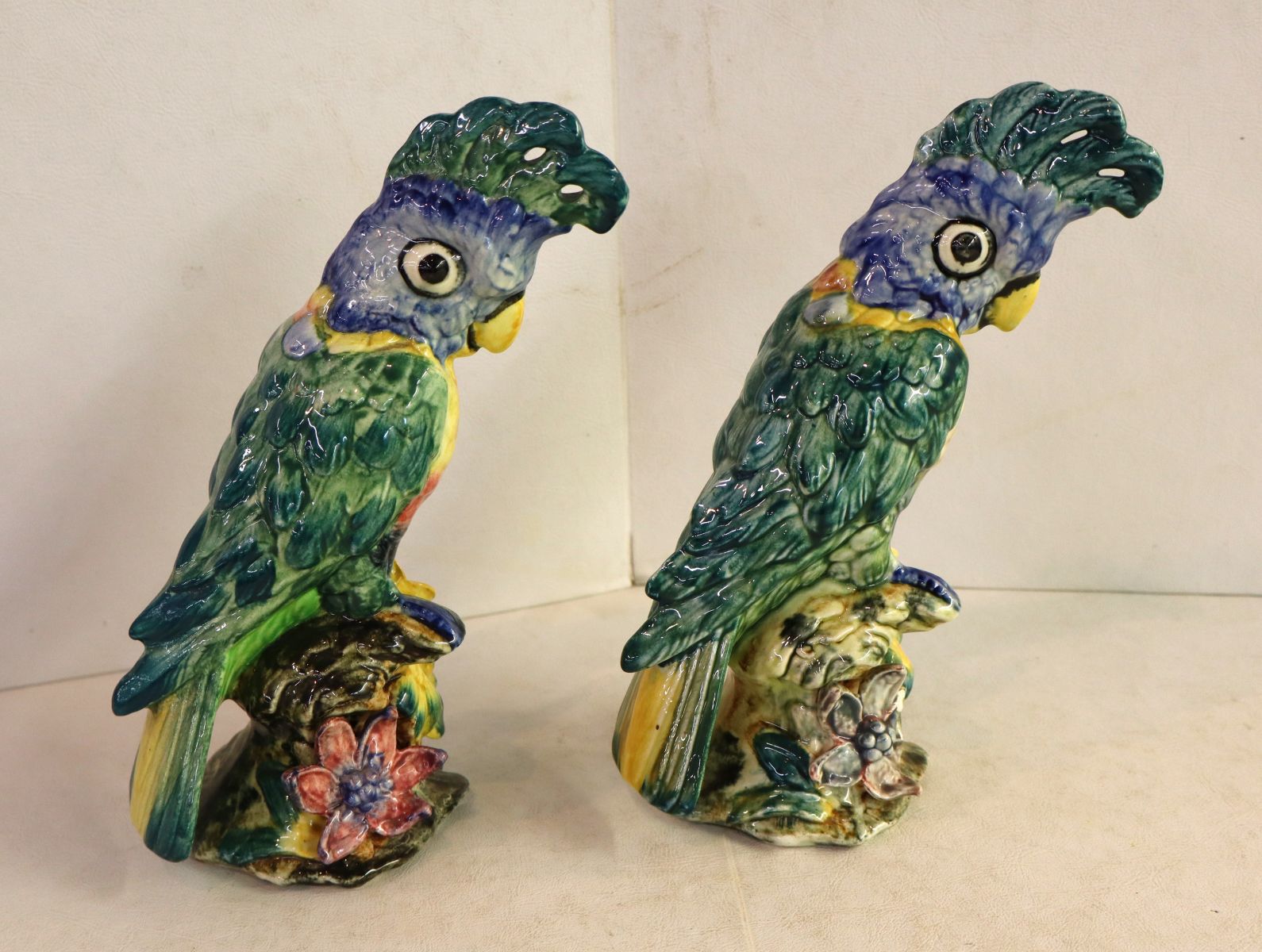 Pair of vintage Stangl porcelain 9" cockatoo, one has damage see photos