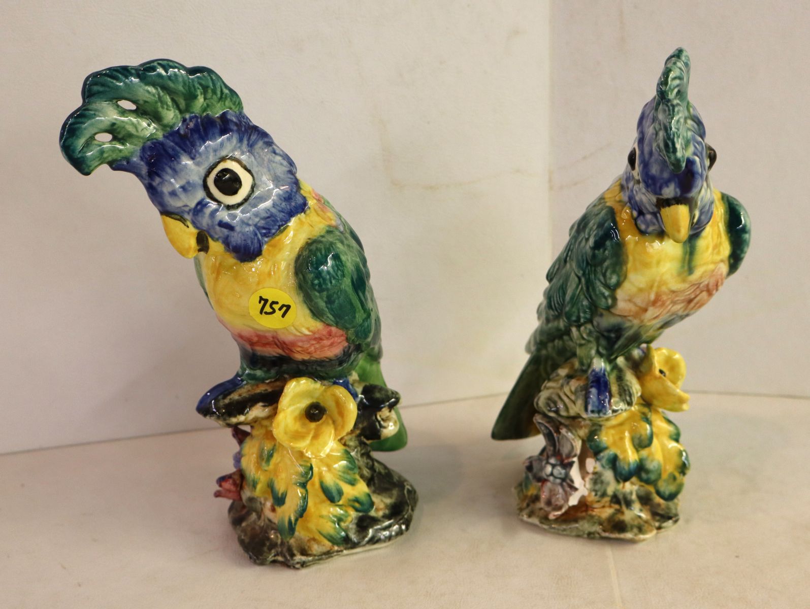 Pair of vintage Stangl porcelain 9" cockatoo, one has damage see photos