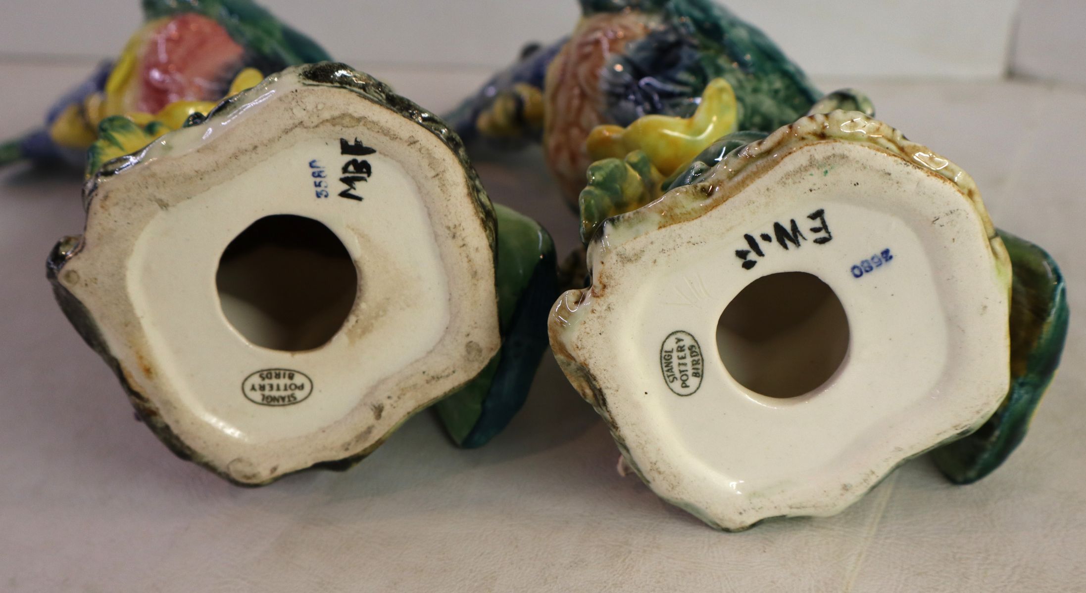 Pair of vintage Stangl porcelain 9" cockatoo, one has damage see photos