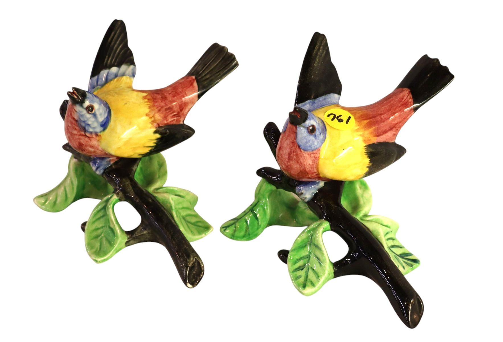 2 vintage Stangl birds on branch 5"