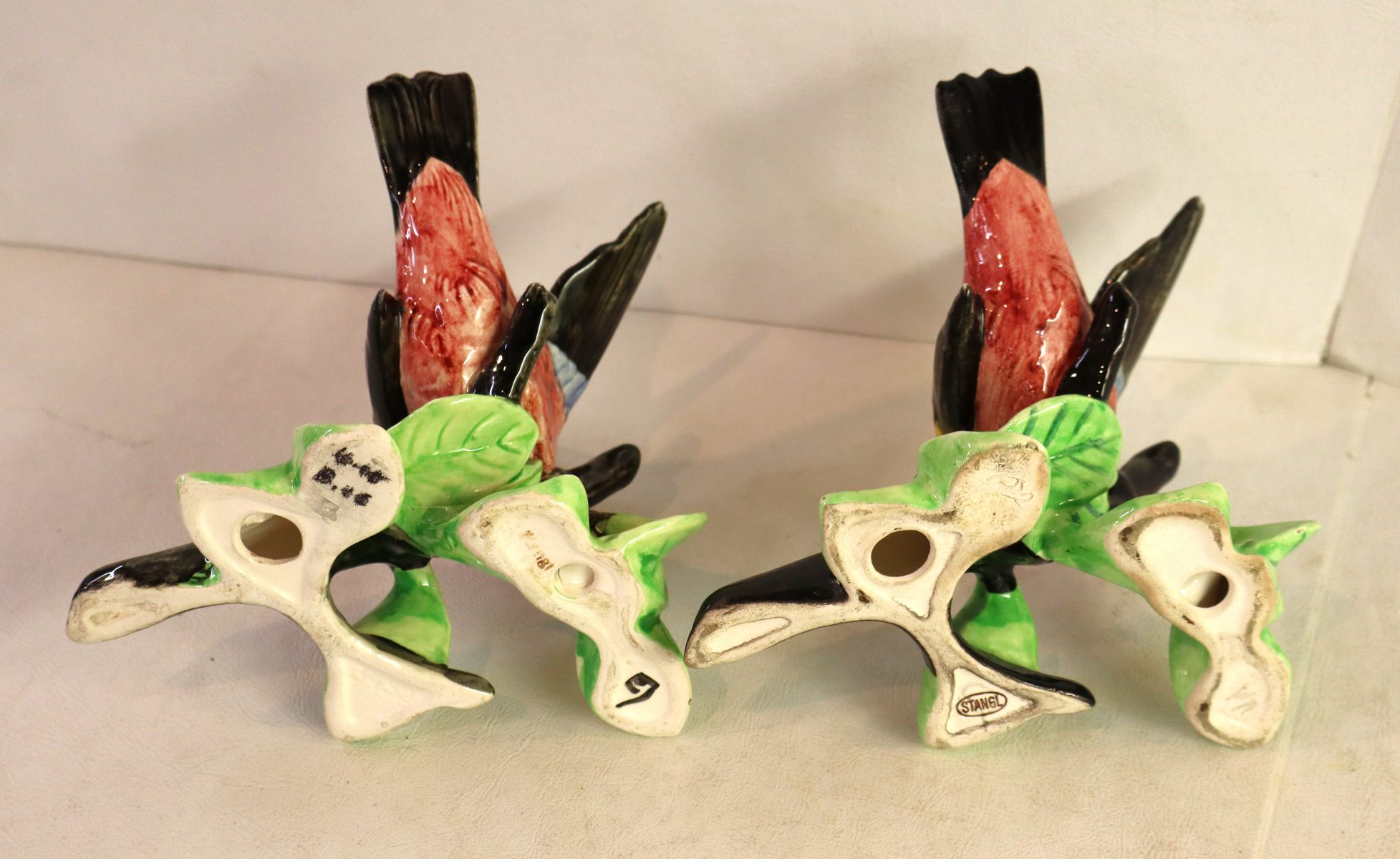 2 vintage Stangl birds on branch 5"