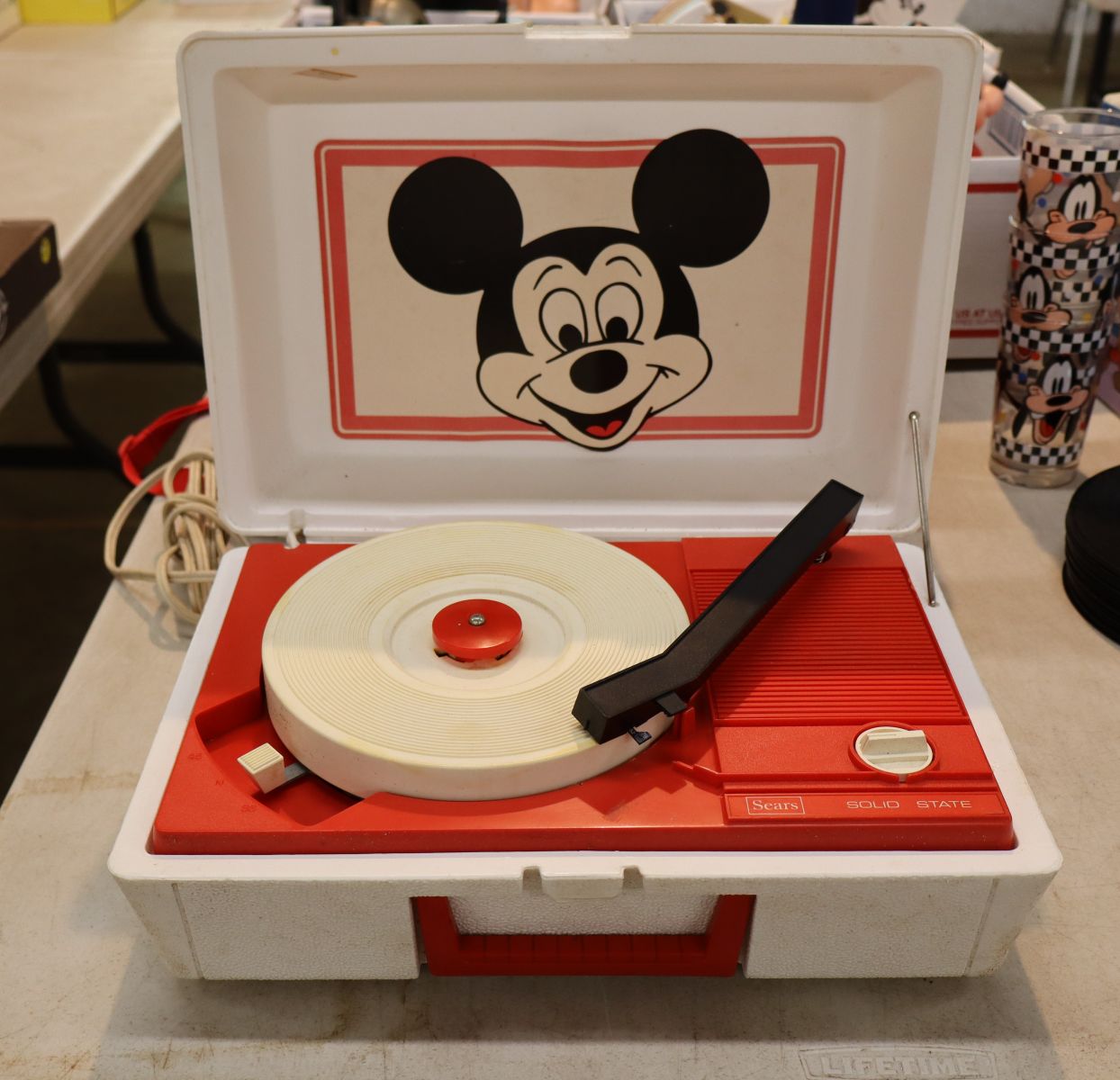 VTG Mickey Mouse Sears Solid State 45 record player