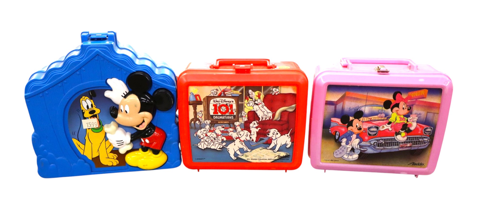 3 Vintage Mickey Mouse lunch boxes 2 with thermos.
