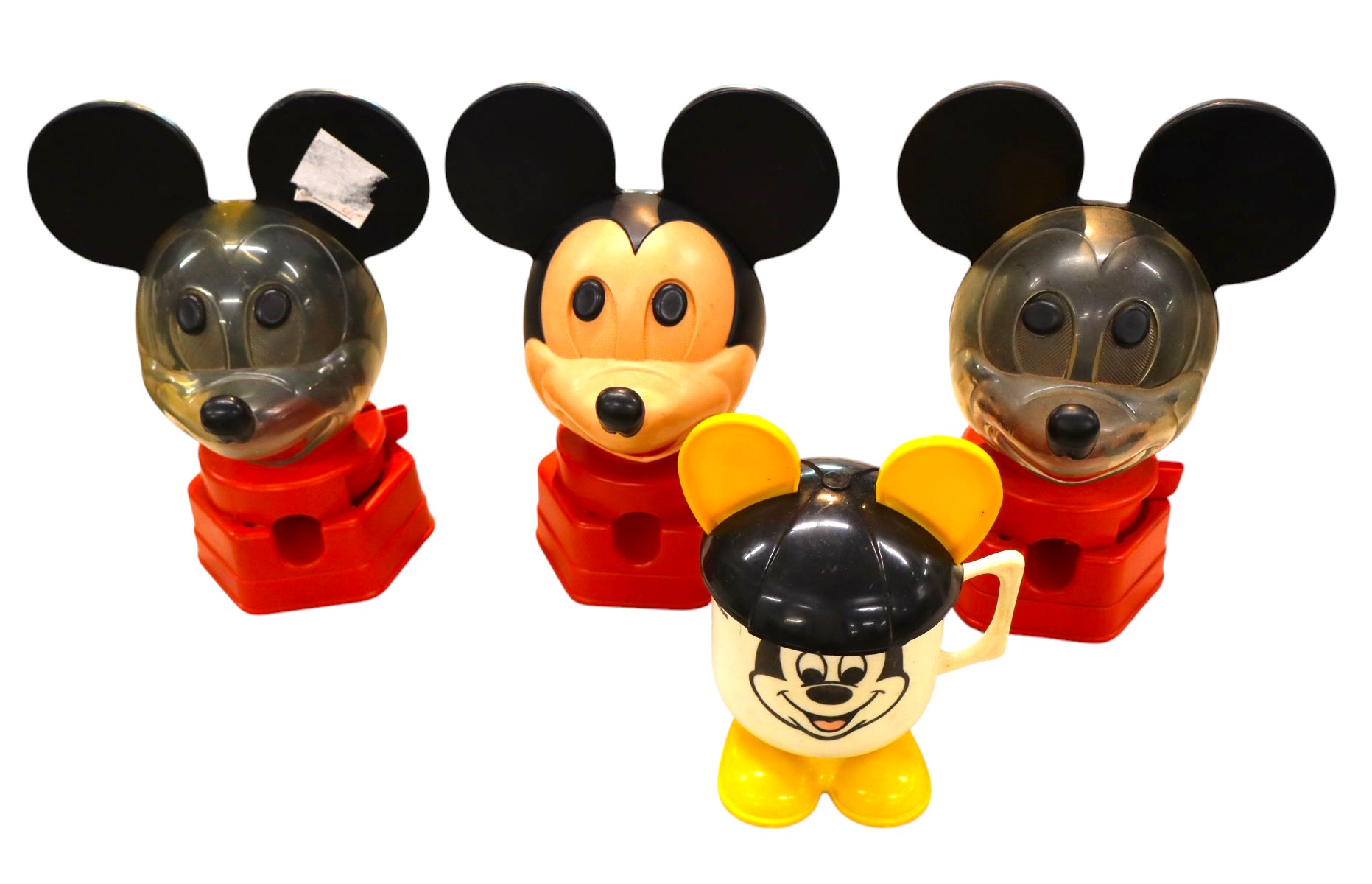 4 VTG Mickey Mouse Candy Dispensers & sippy mug
