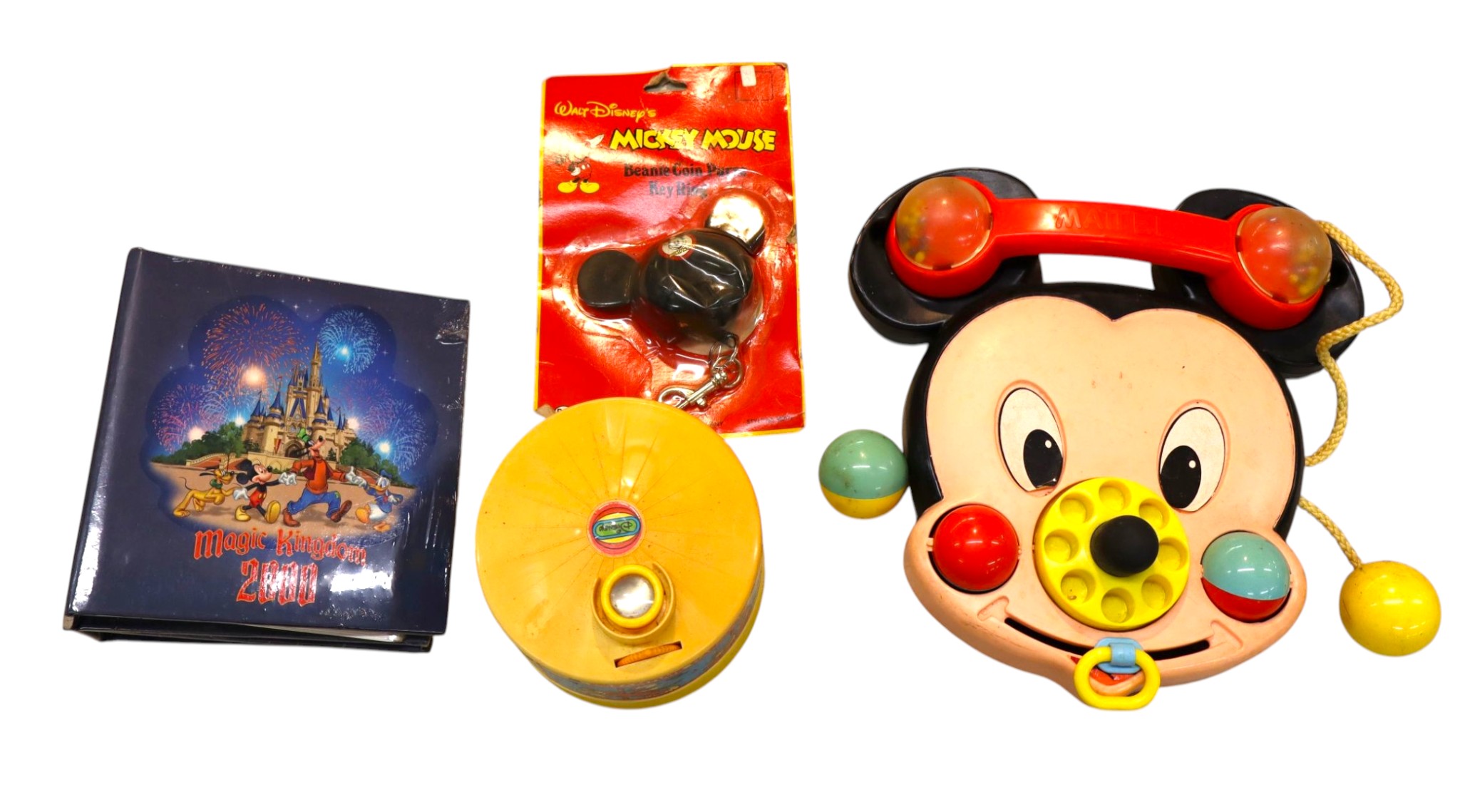Mickey Mouse phone, Magic Kingdom Albums, Beanie key ring, Dream Time carousel