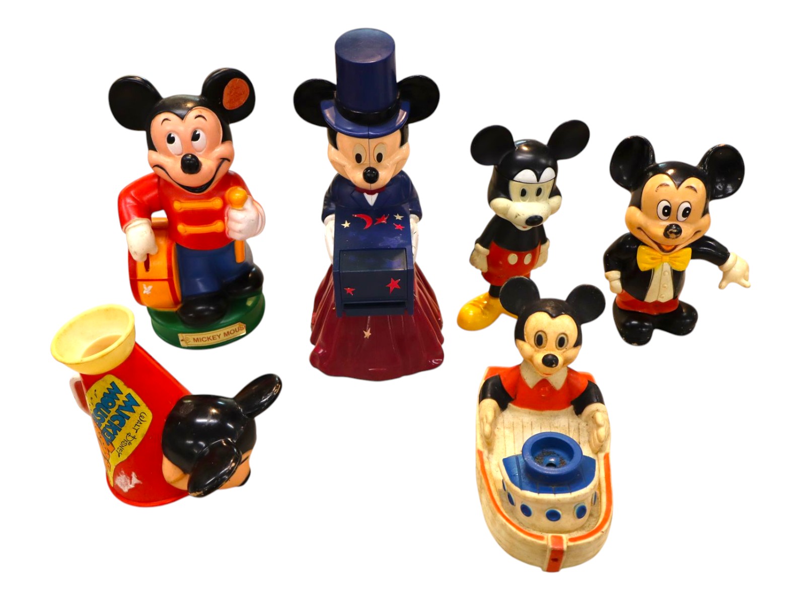 5 vintage Mickey Mouse banks, megaphone and other