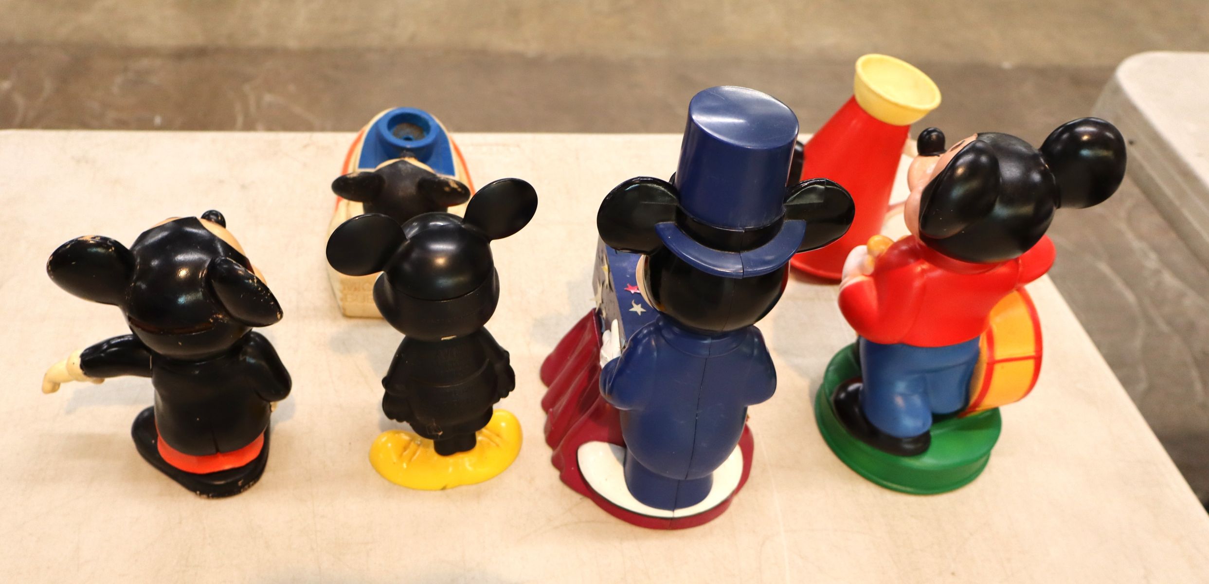 5 vintage Mickey Mouse banks, megaphone and other