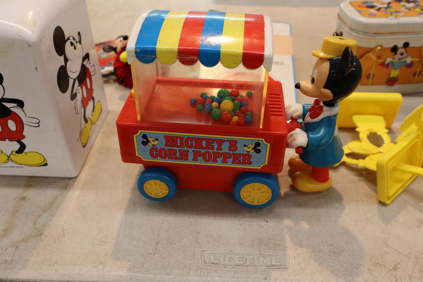 VTG Mickey Mickey's corn popper, Kleenex box cover & other