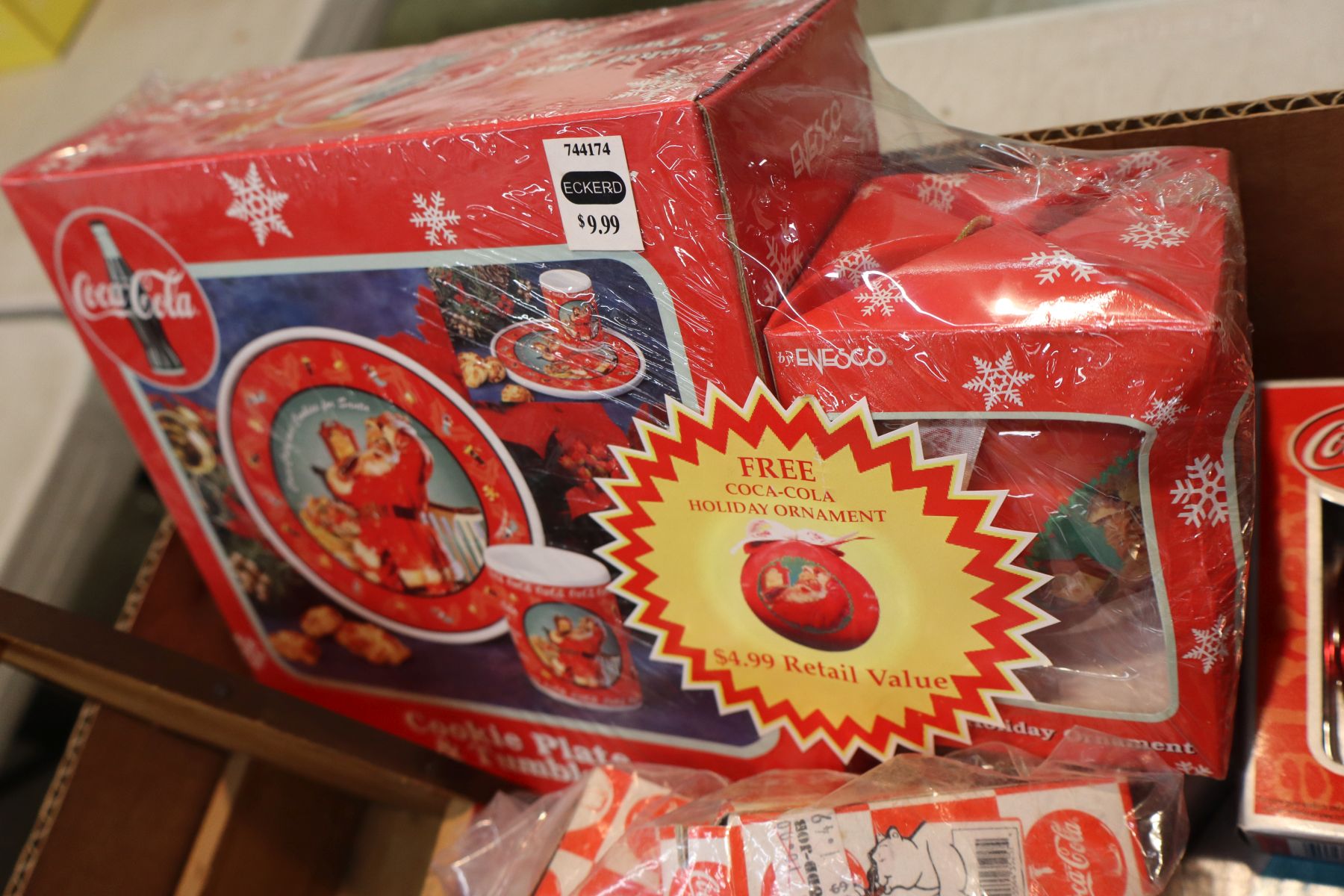 VTG coca cola Christmas ornaments, cups, plates, bottles and other