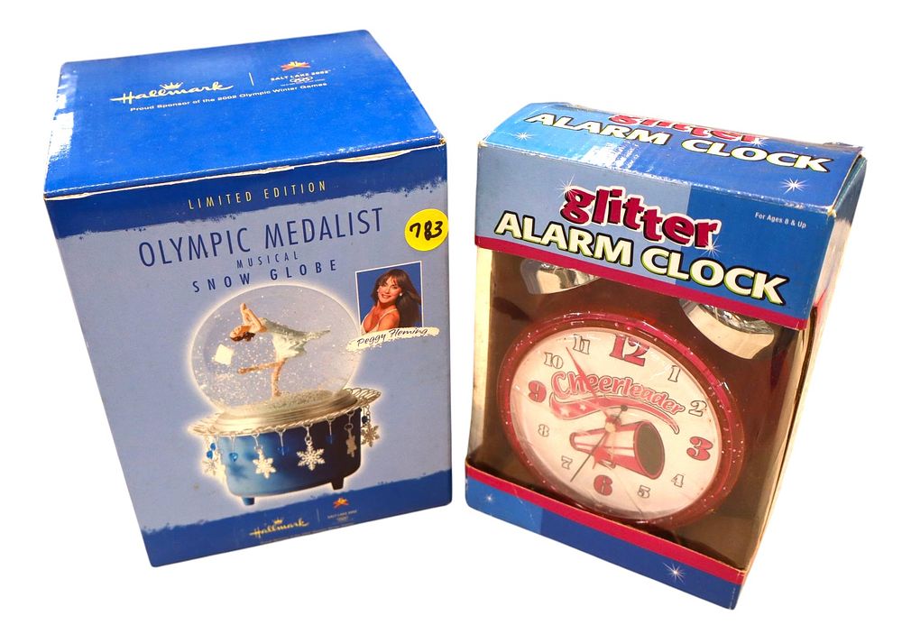 VTG LTD Ed Olympic medalist musical snow globe w/glitter alarm clock. Vintage Limited Edition 