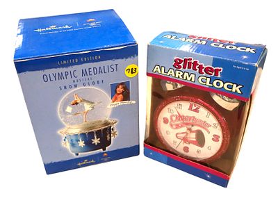 VTG LTD Ed Olympic medalist musical snow globe w/glitter alarm clock. Vintage Limited Edition 