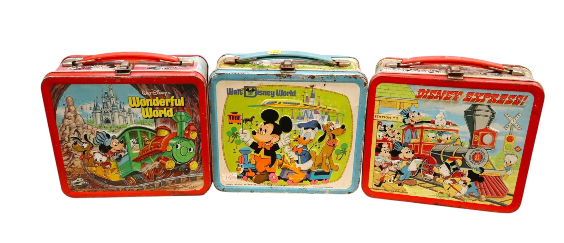 3 VTG metal Disney lunch boxes one with thermos