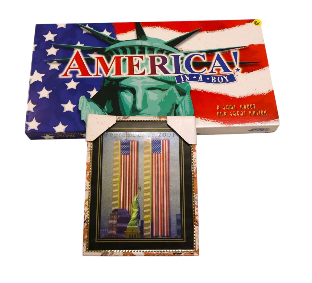 VTG America in box board game & twin towers pic