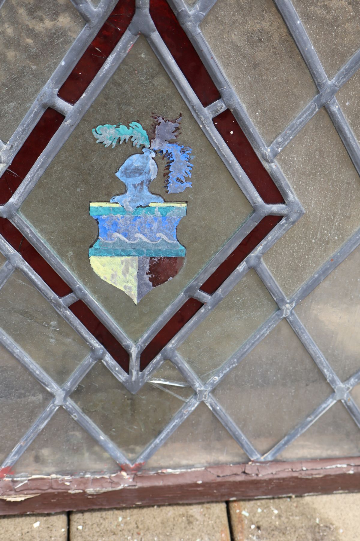 2 antique lead glass windows in frame