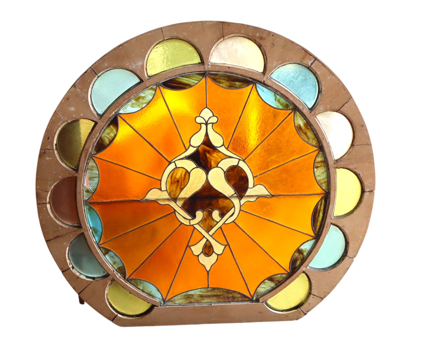 Antique round lead glass window