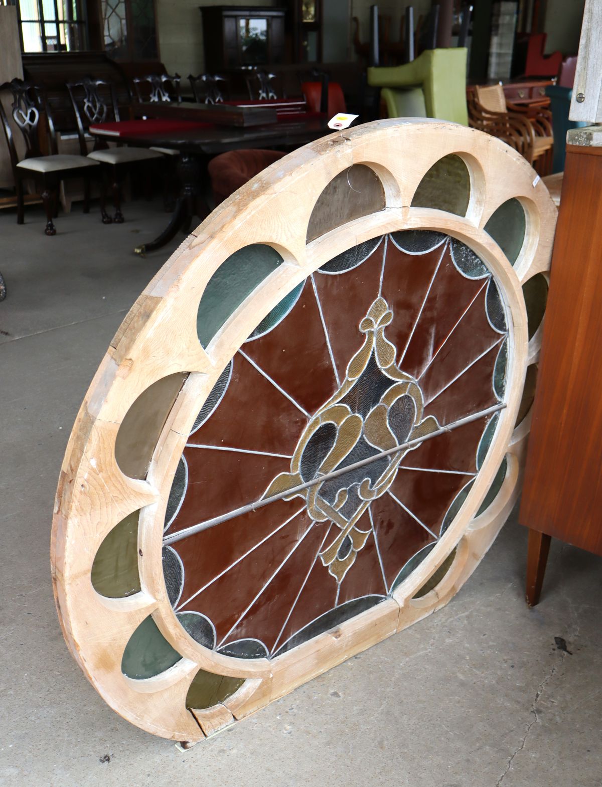 Antique round lead glass window