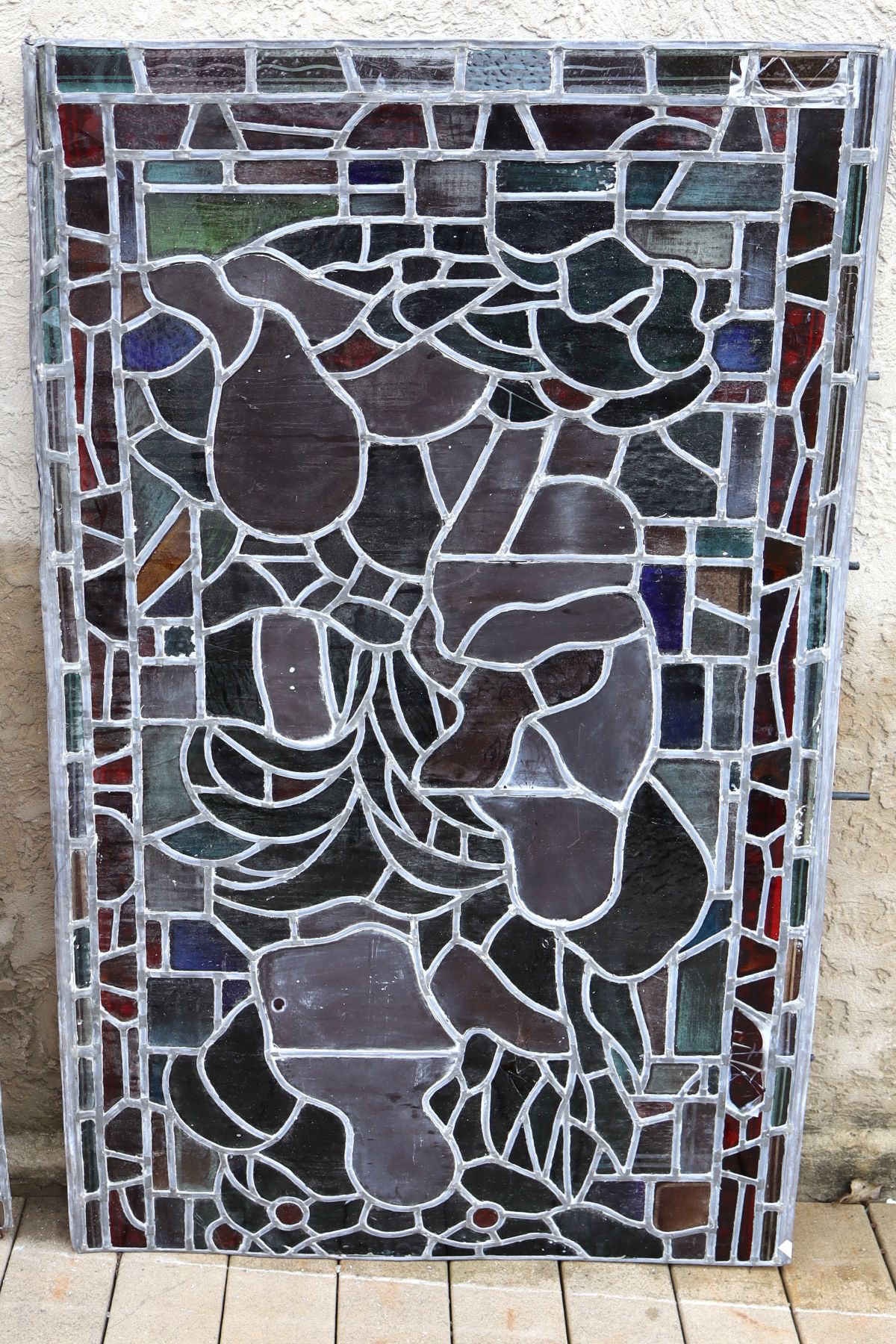 2 antique lead glass windows
