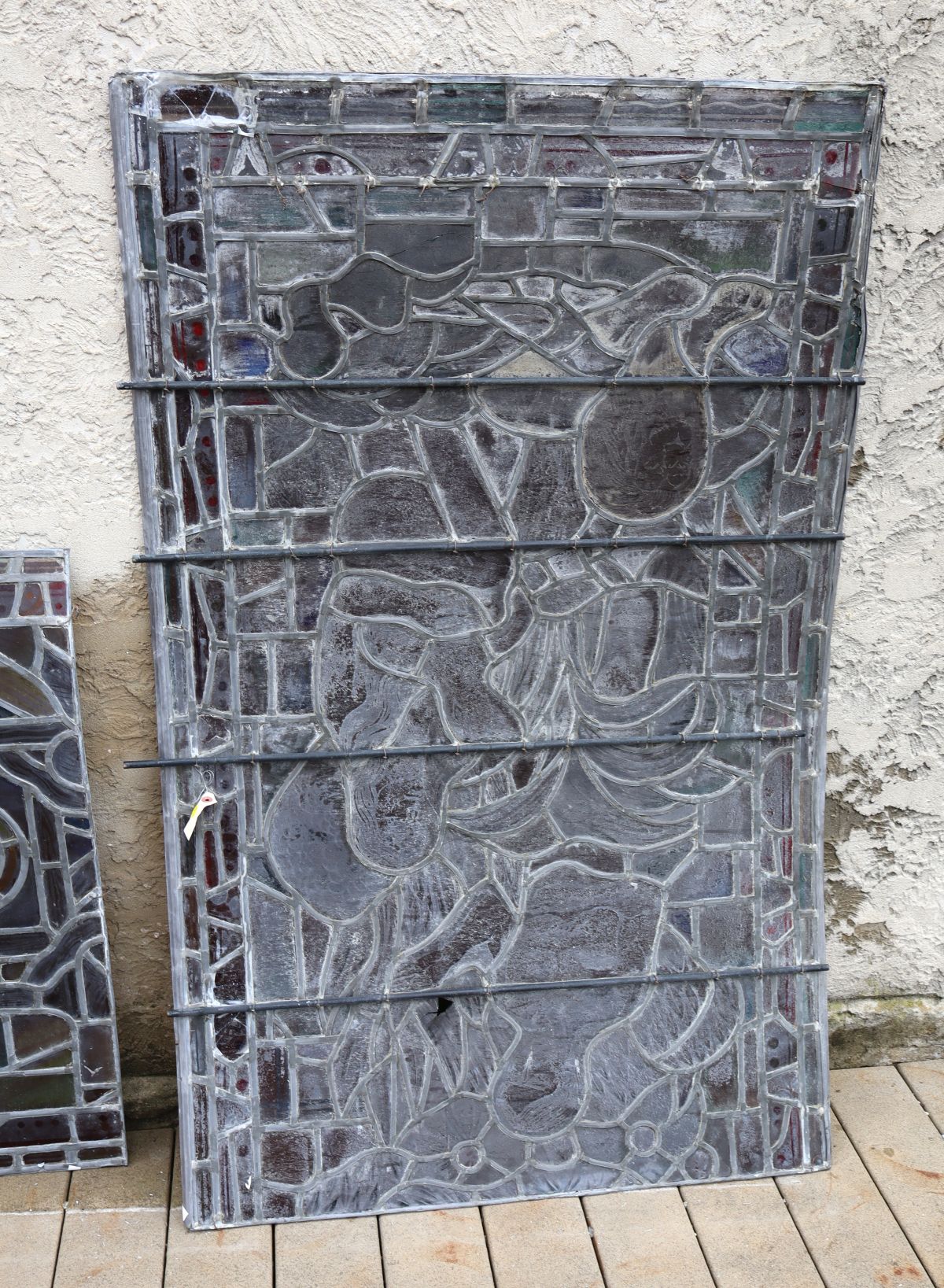 2 antique lead glass windows