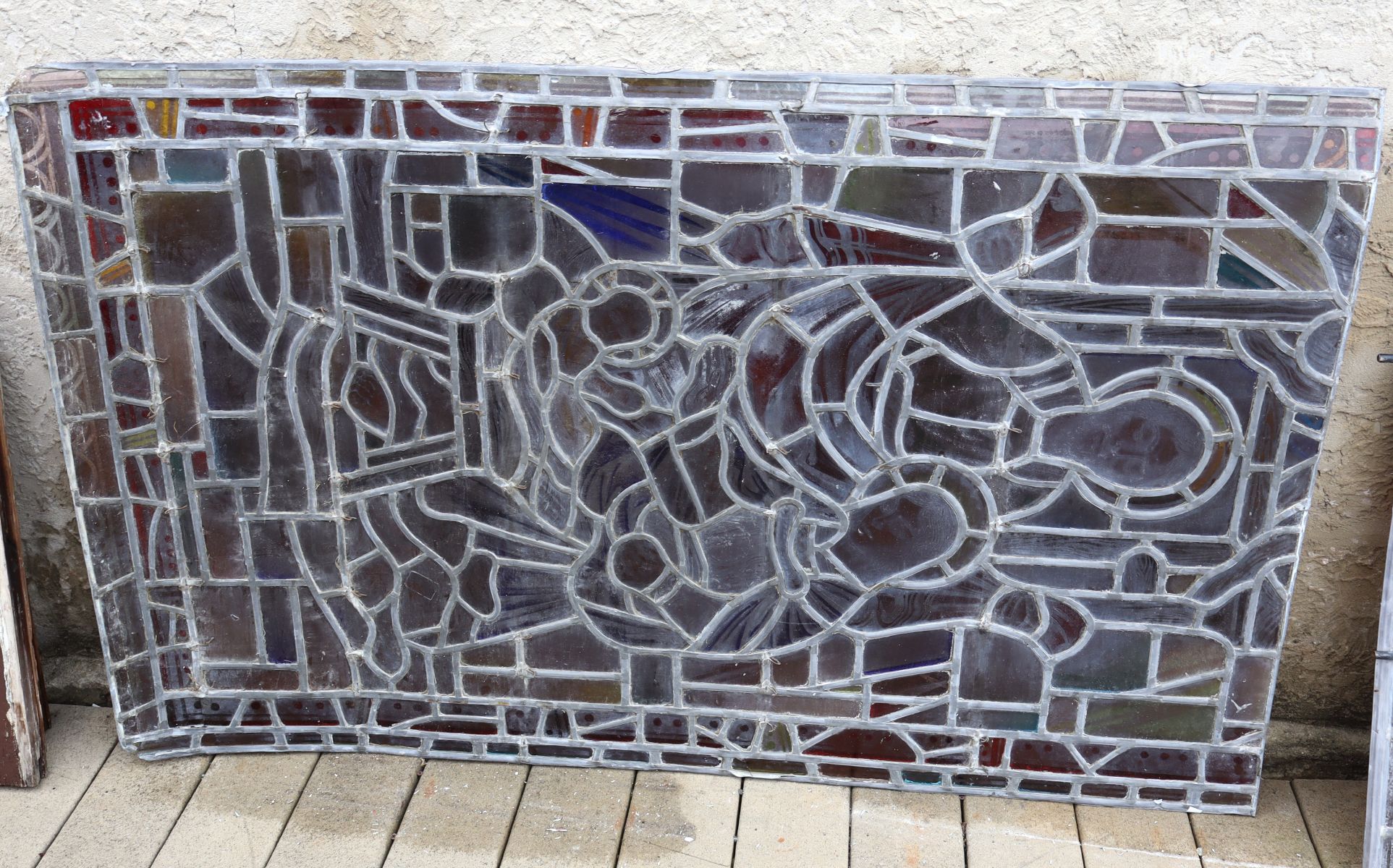 2 antique lead glass windows