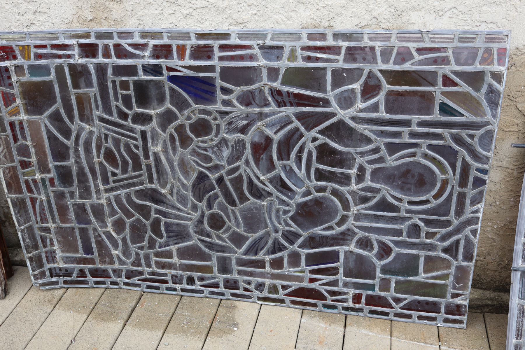 2 antique lead glass windows