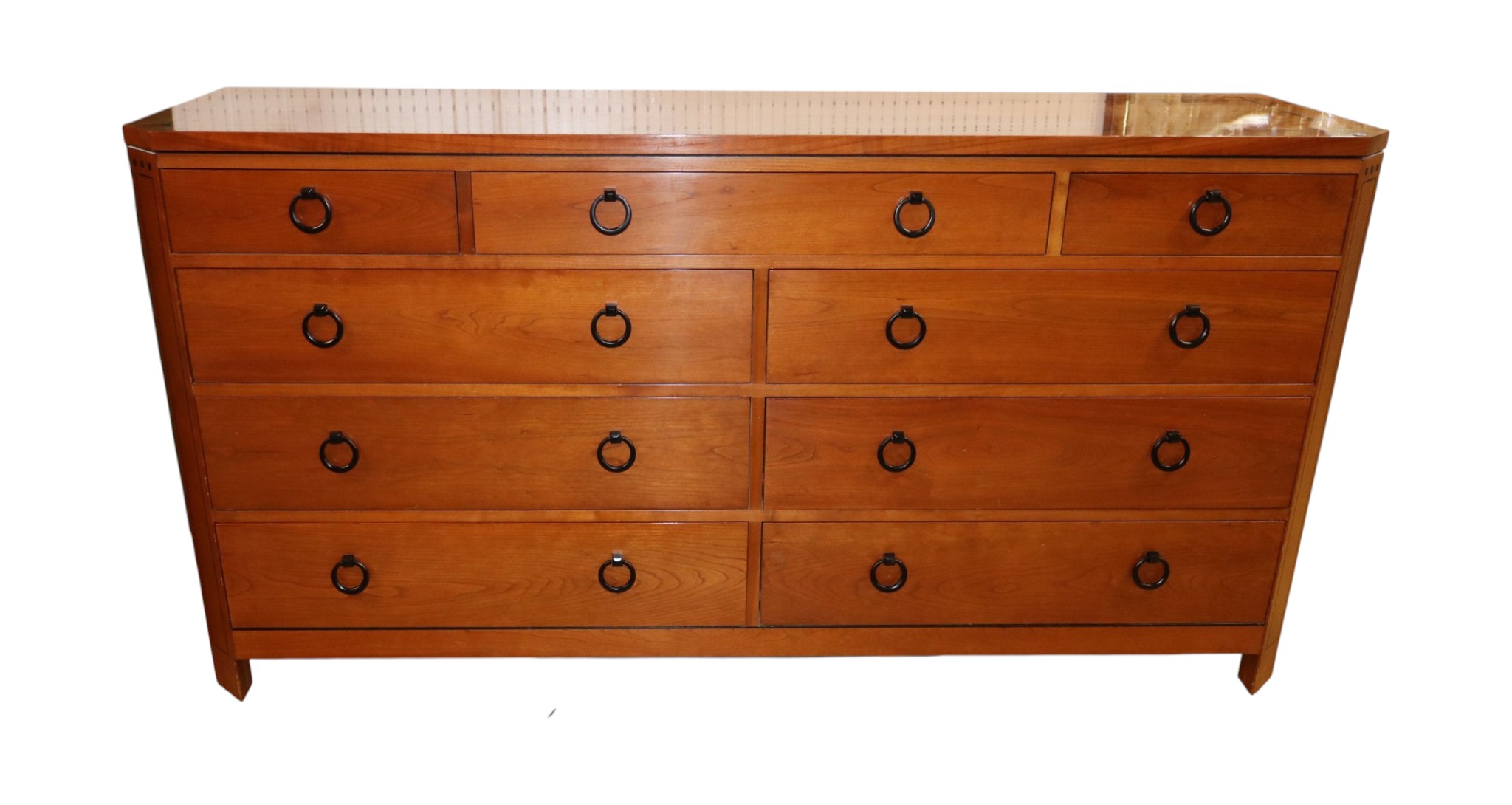 Stickley Cherry 9 Drawer Low Chest Ebony Inlay