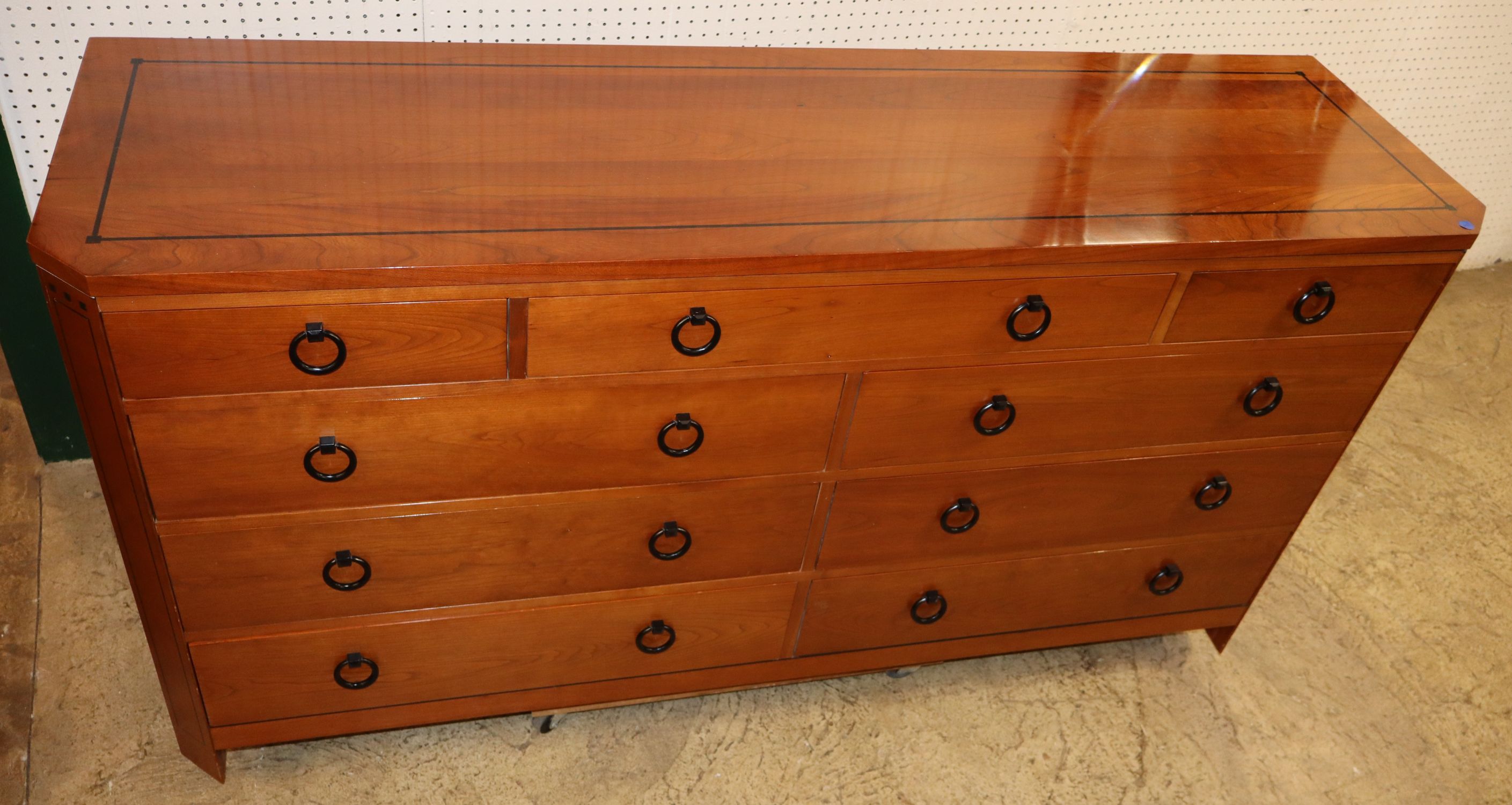 Stickley Cherry 9 Drawer Low Chest Ebony Inlay