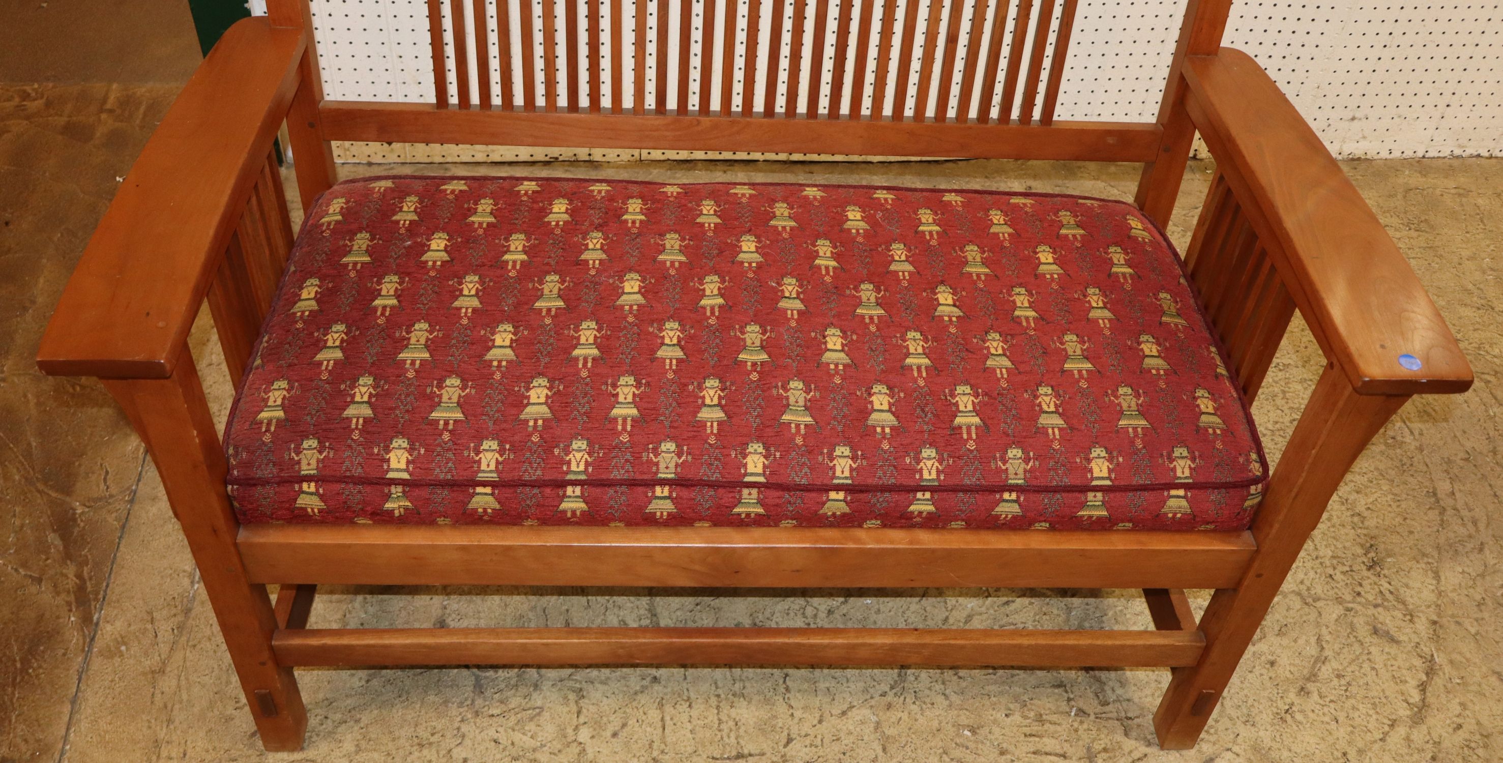 Stickley Cherry High Back Slatted Settee Orig