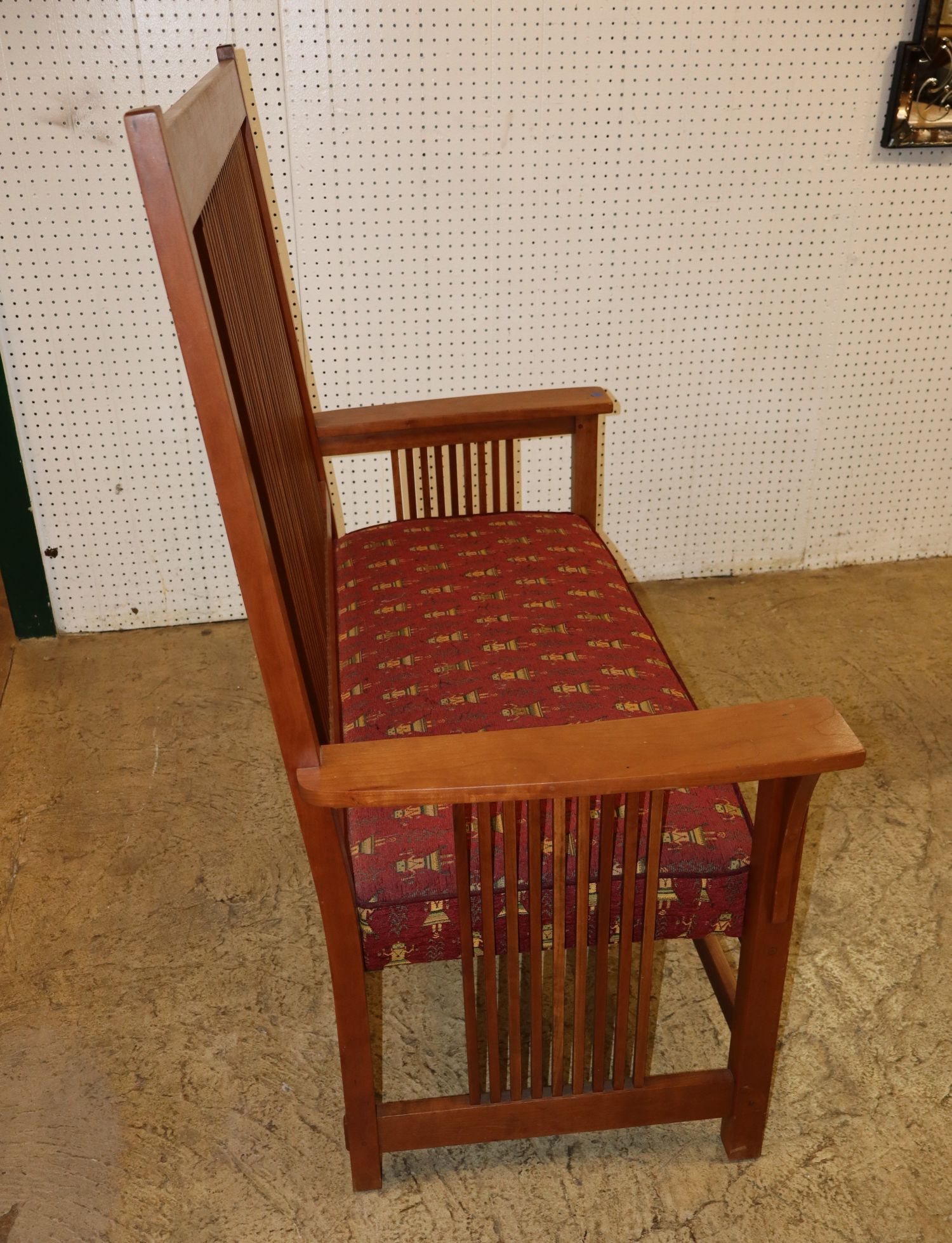 Stickley Cherry High Back Slatted Settee Orig