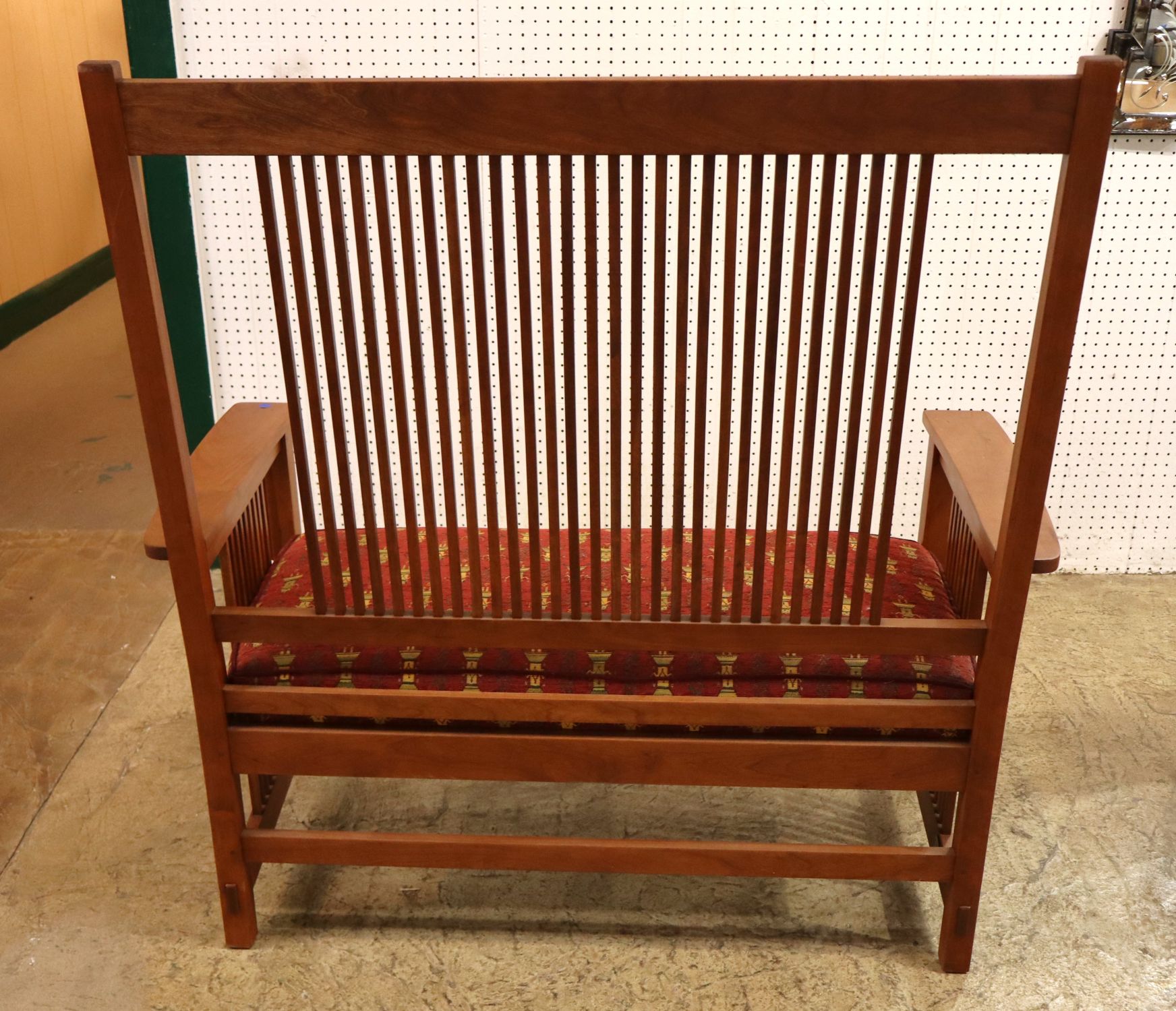 Stickley Cherry High Back Slatted Settee Orig